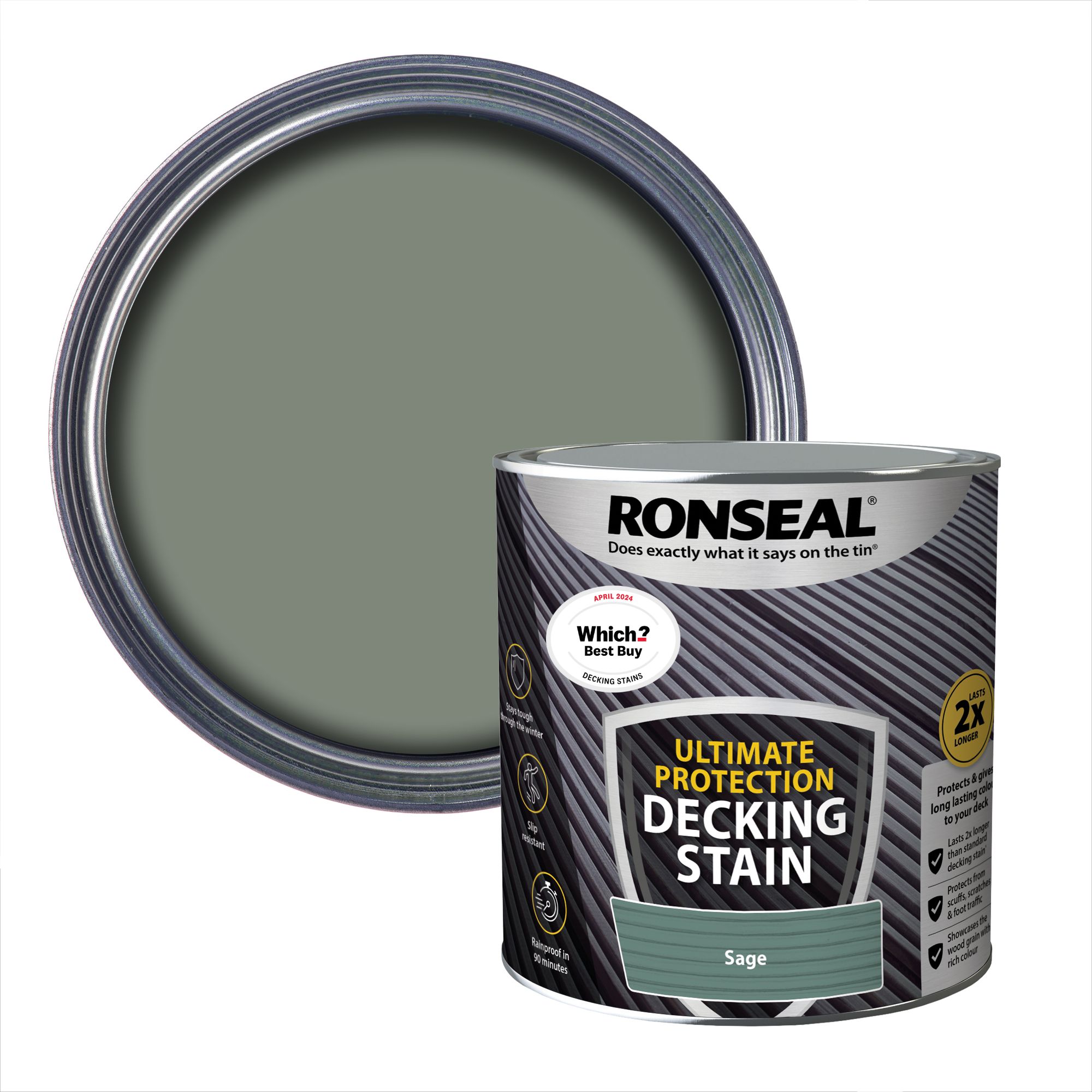 Ronseal Ultimate protection Sage Matt Decking Wood stain, 2.5L