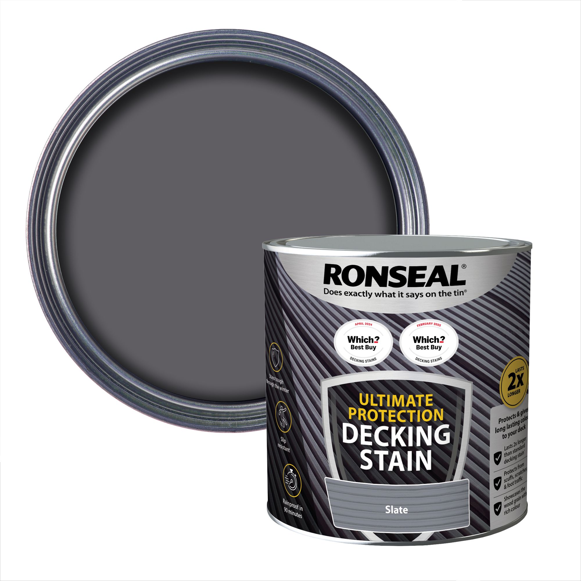 Ronseal Ultimate Protection 2.5Ltr Slate Anti Slip Decking Stain