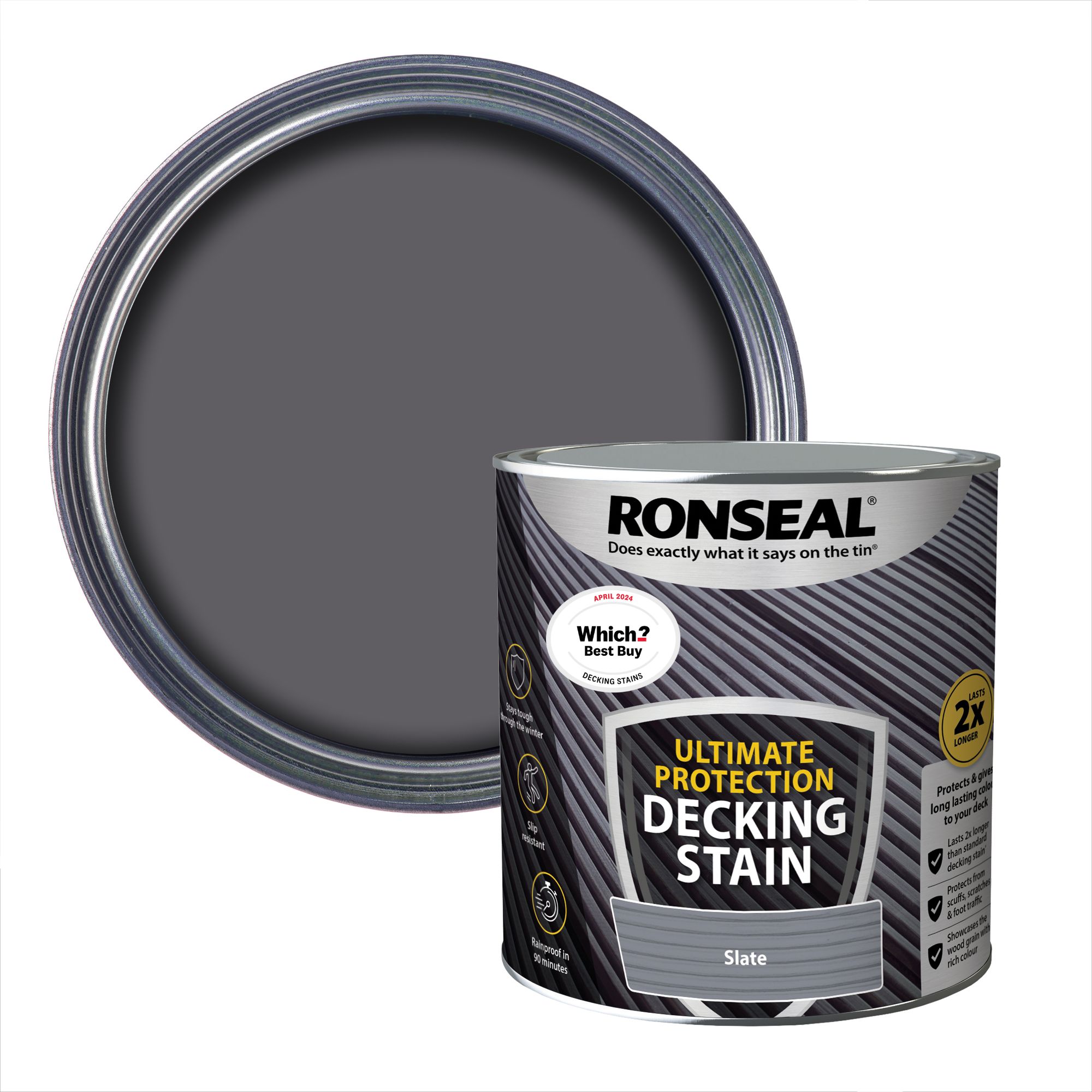 Ronseal Ultimate protection Slate Matt Decking Wood stain, 2.5L