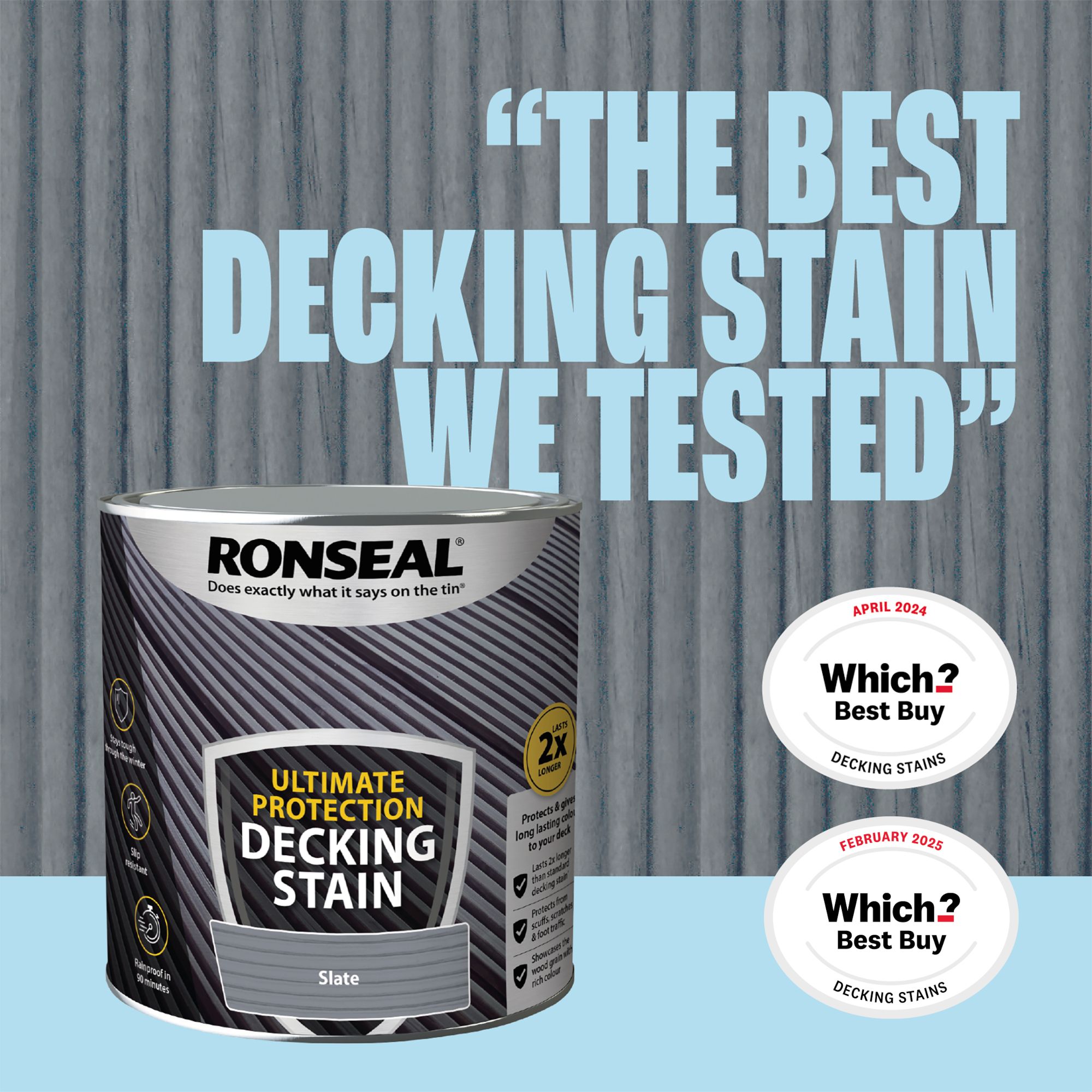 Ronseal Ultimate Protection 2.5Ltr Slate Anti Slip Decking Stain - 5