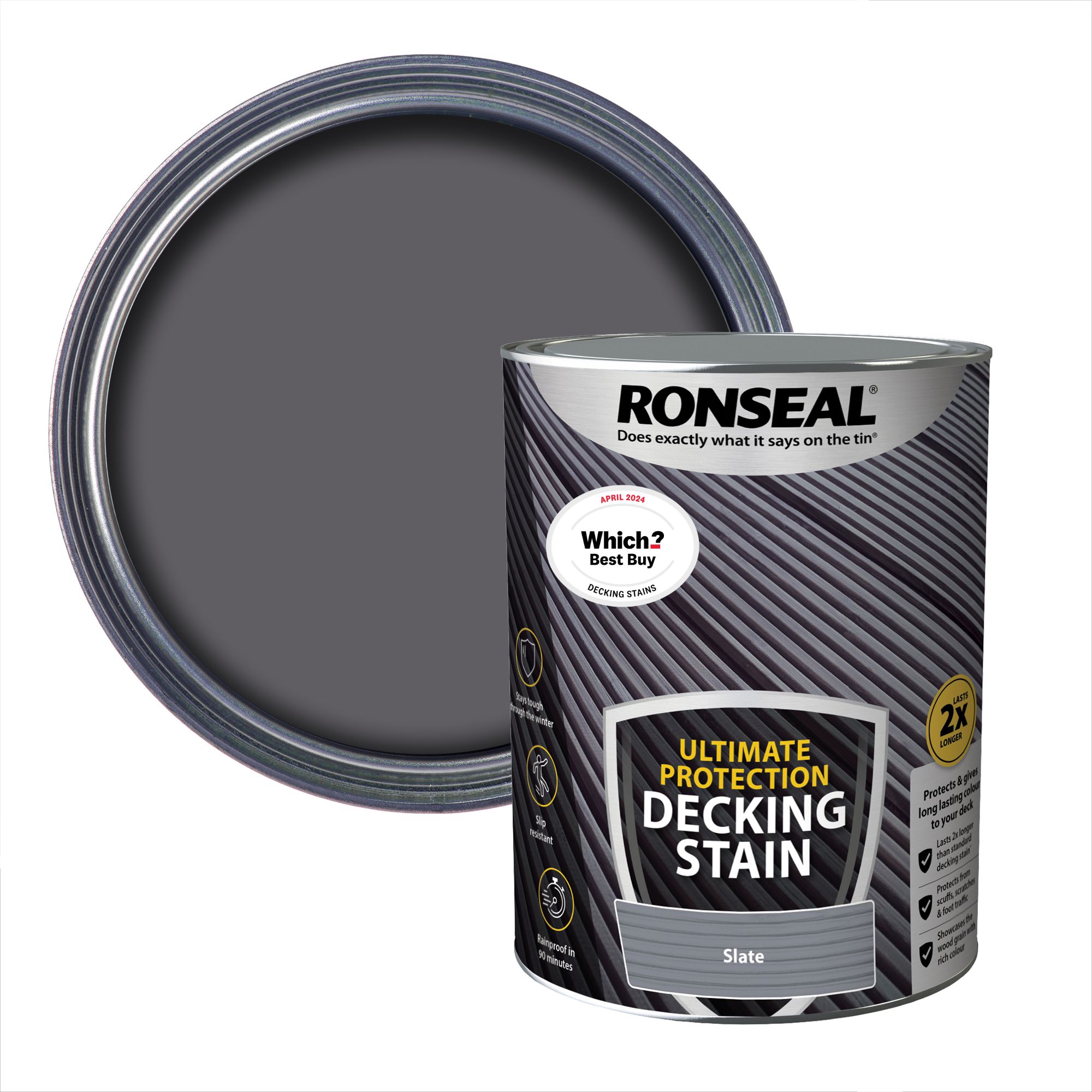 Ronseal Ultimate protection Slate Matt Decking Wood stain, 5L