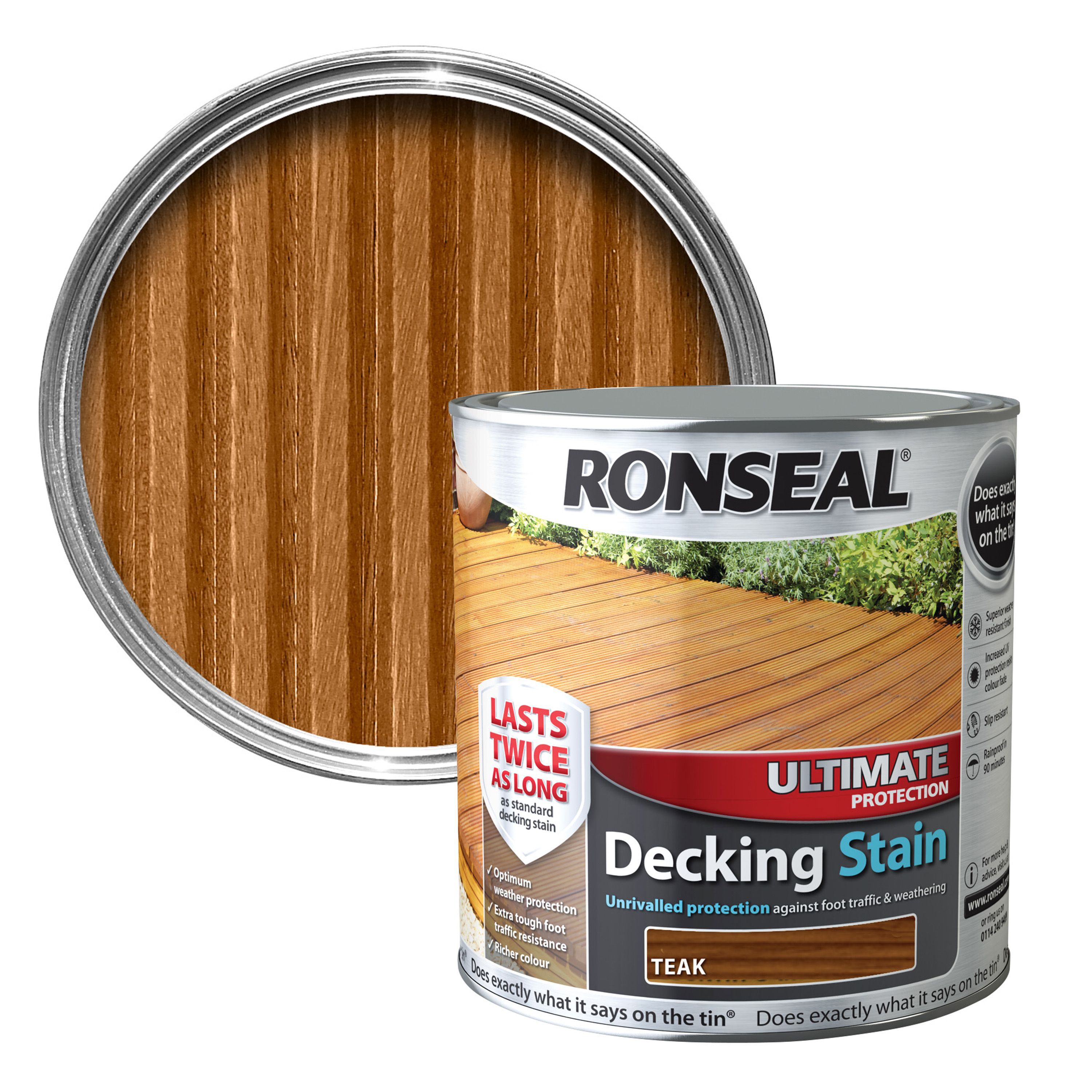 Ronseal Ultimate Teak Matt Decking Wood stain, 2.5L