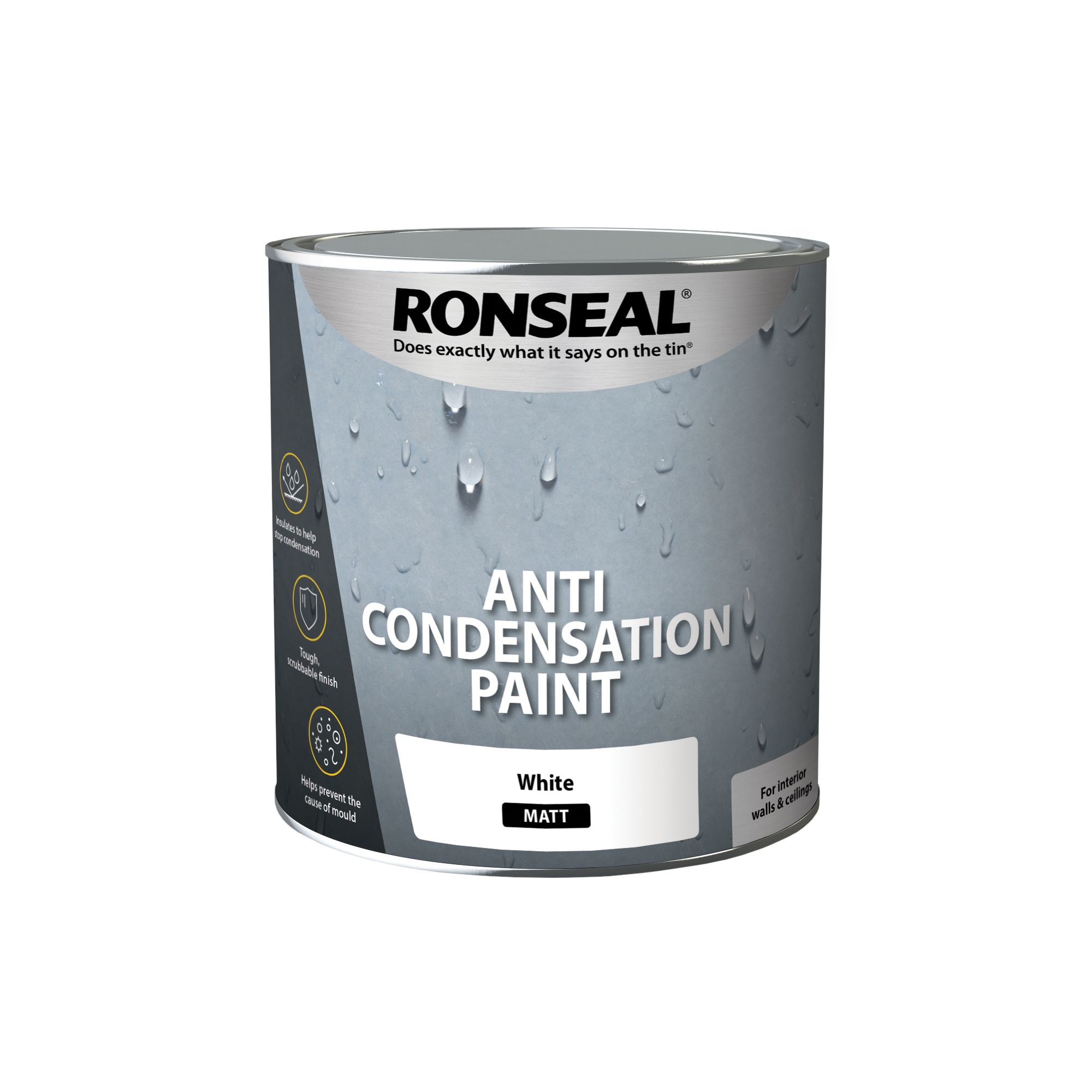 Ronseal White Matt Interior Anti-damp paint, 2.5L