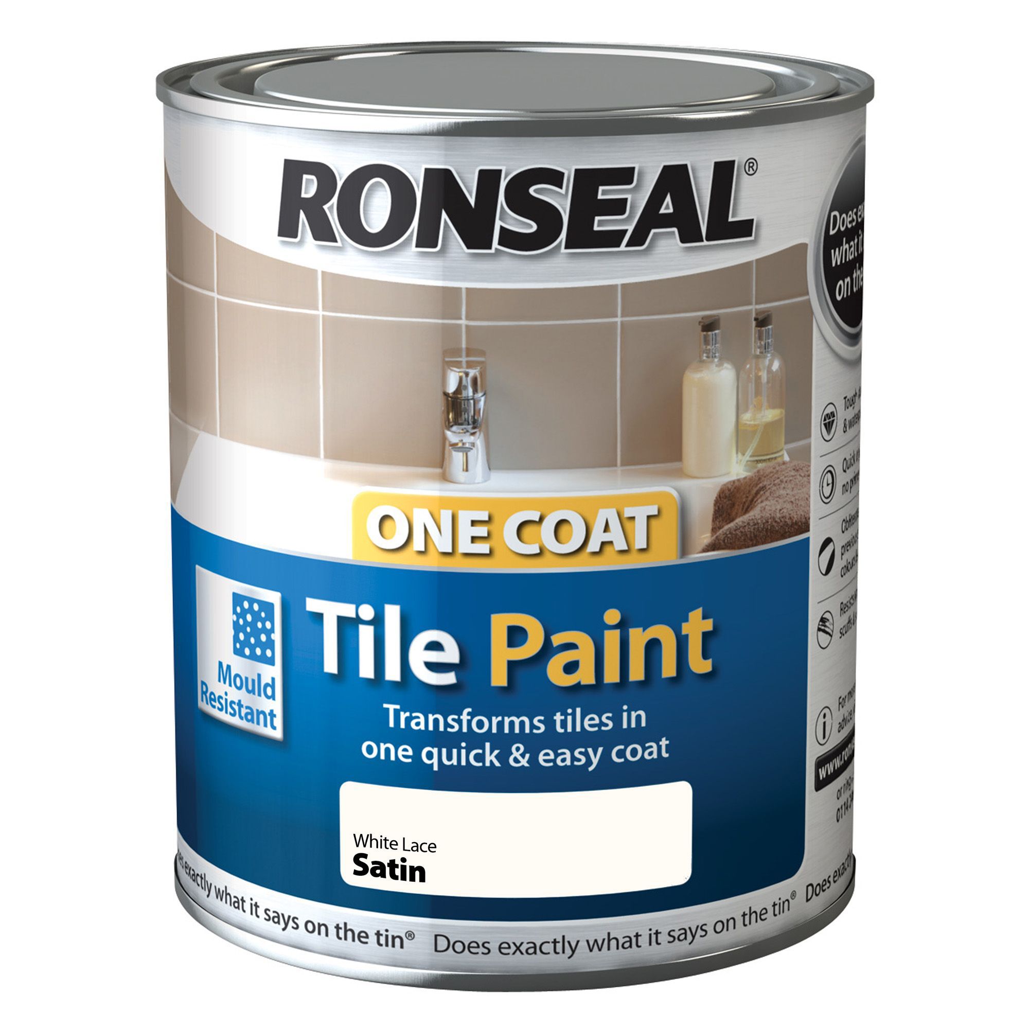 Ronseal White Satin Tile paint 0.75L DIY at B&Q