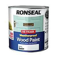 Ronseal White Satinwood Exterior Wood paint, 2.5L