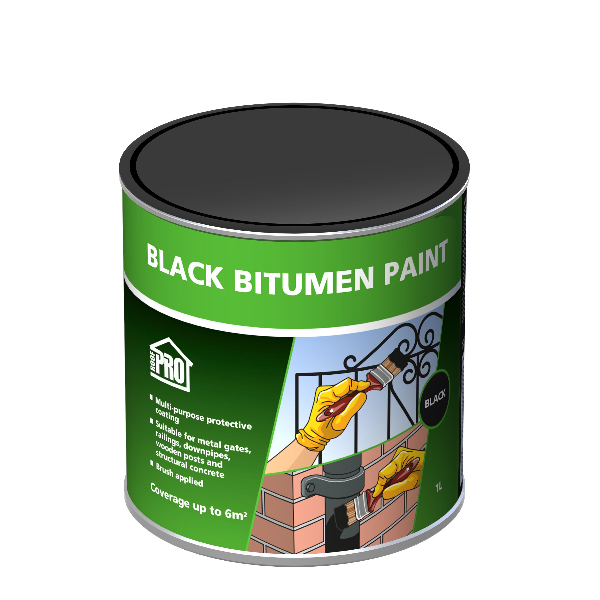 Roof Pro Bitumen Paint Black Matt Exterior Waterproofing paint, 1L