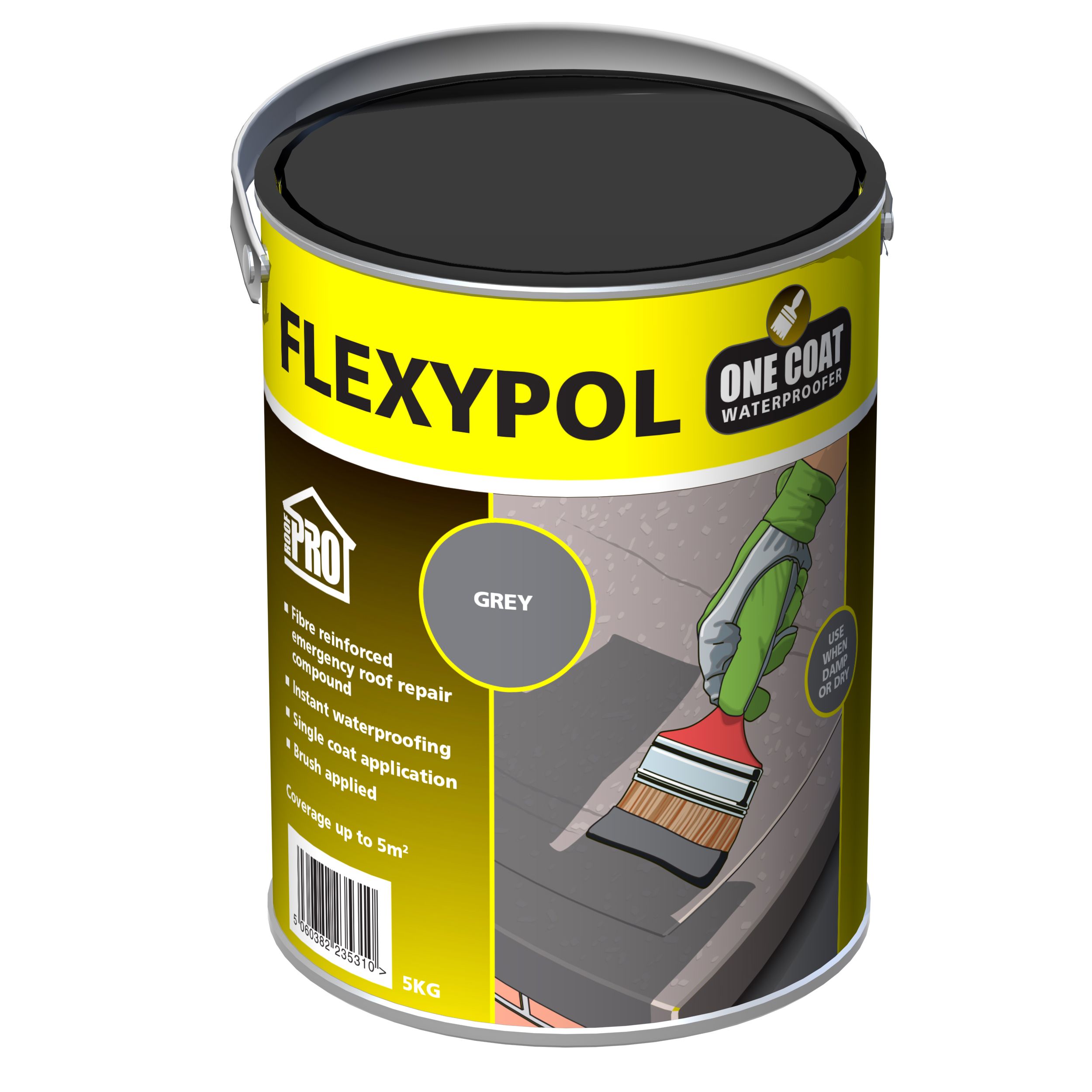 Roof Pro Flexypol One Coat Grey Roofing waterproofer, 5L DIY at B&Q