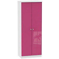 Rosa High gloss pink Double Wardrobe (H)1970mm (W)740mm (D)530mm