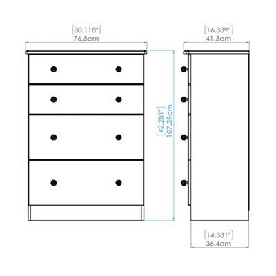 Rosa High gloss pink & white 4 Drawer Chest of drawers (H)1080mm (W)770mm (D)410mm