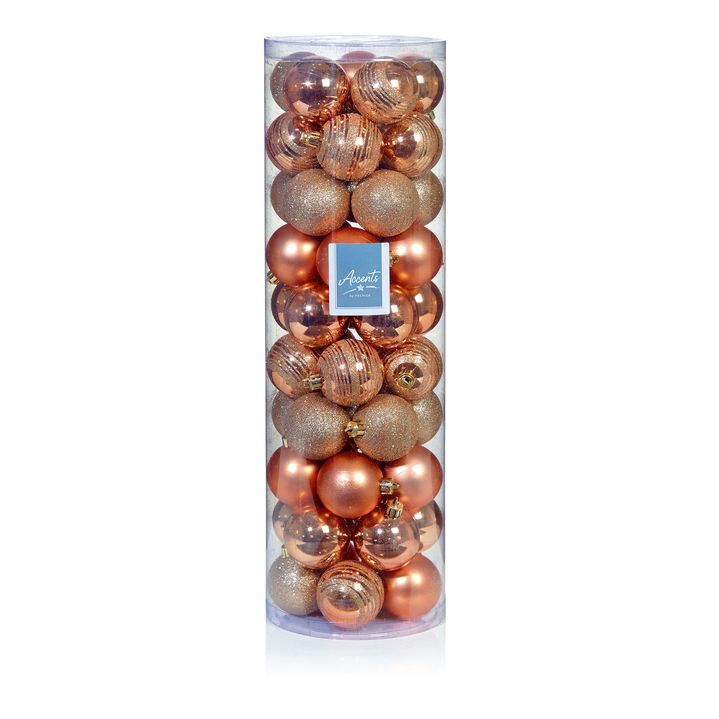 Rose Gold Glitter effect Plastic Bauble, Pack of 50 DIY at B&Q