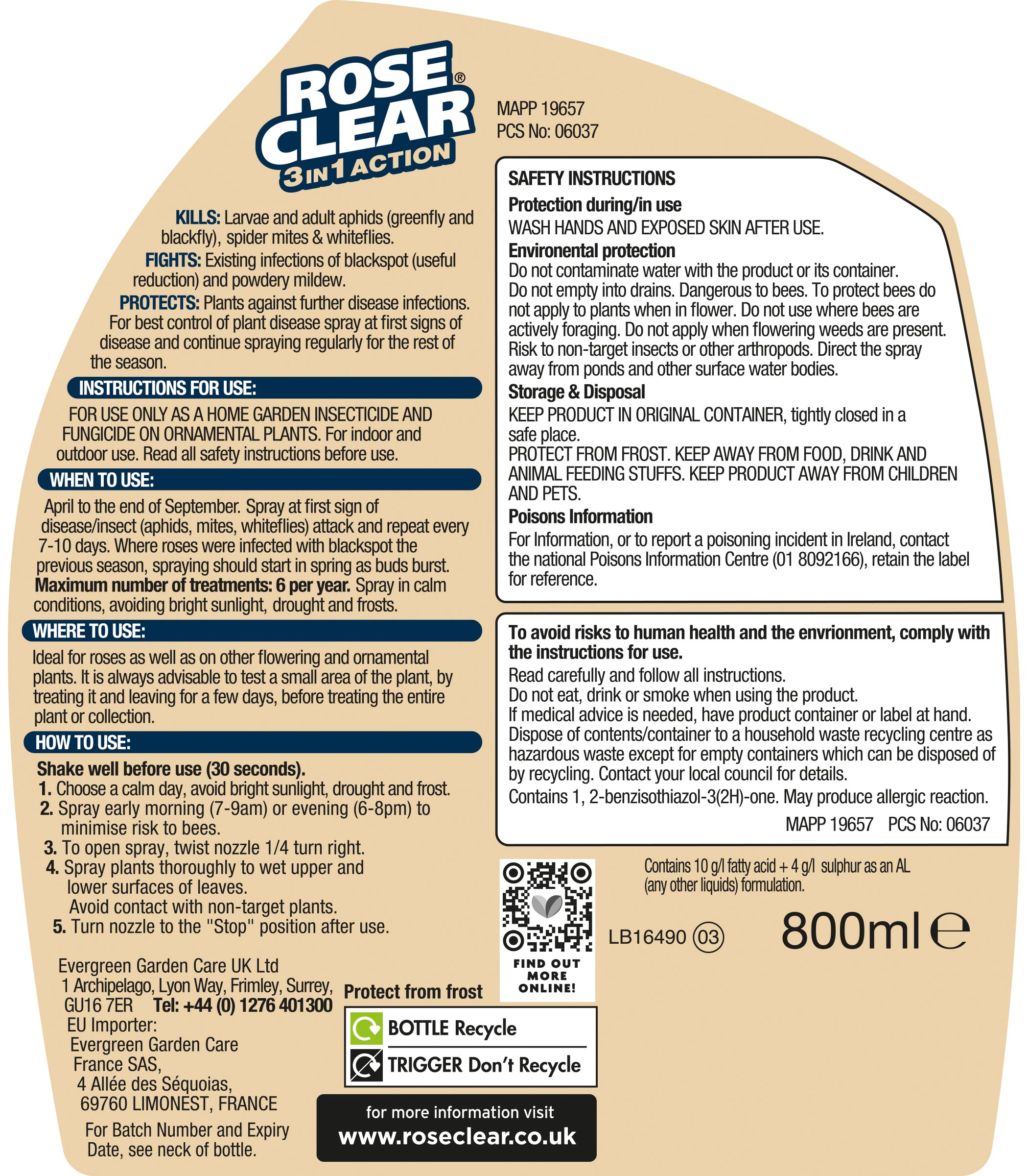 RoseClear™ 3in1 Insect spray 800ml