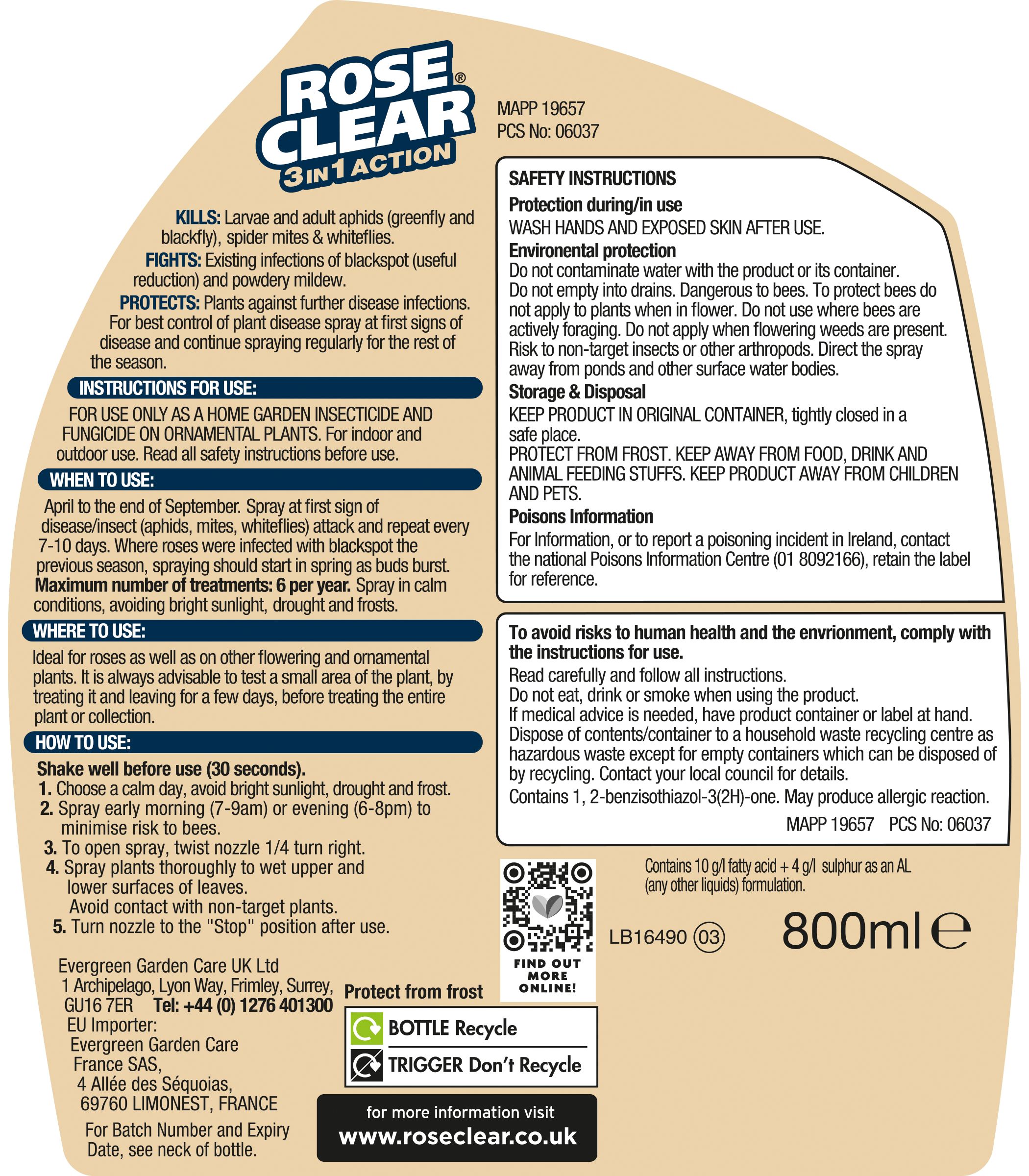 RoseClear™ Insect spray, 0.8L