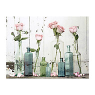 Roses in vase Pastel shades Canvas art (H)600mm (W)800mm