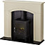 Rotherham Black Textured stone effect Freestanding Electric Stove suite
