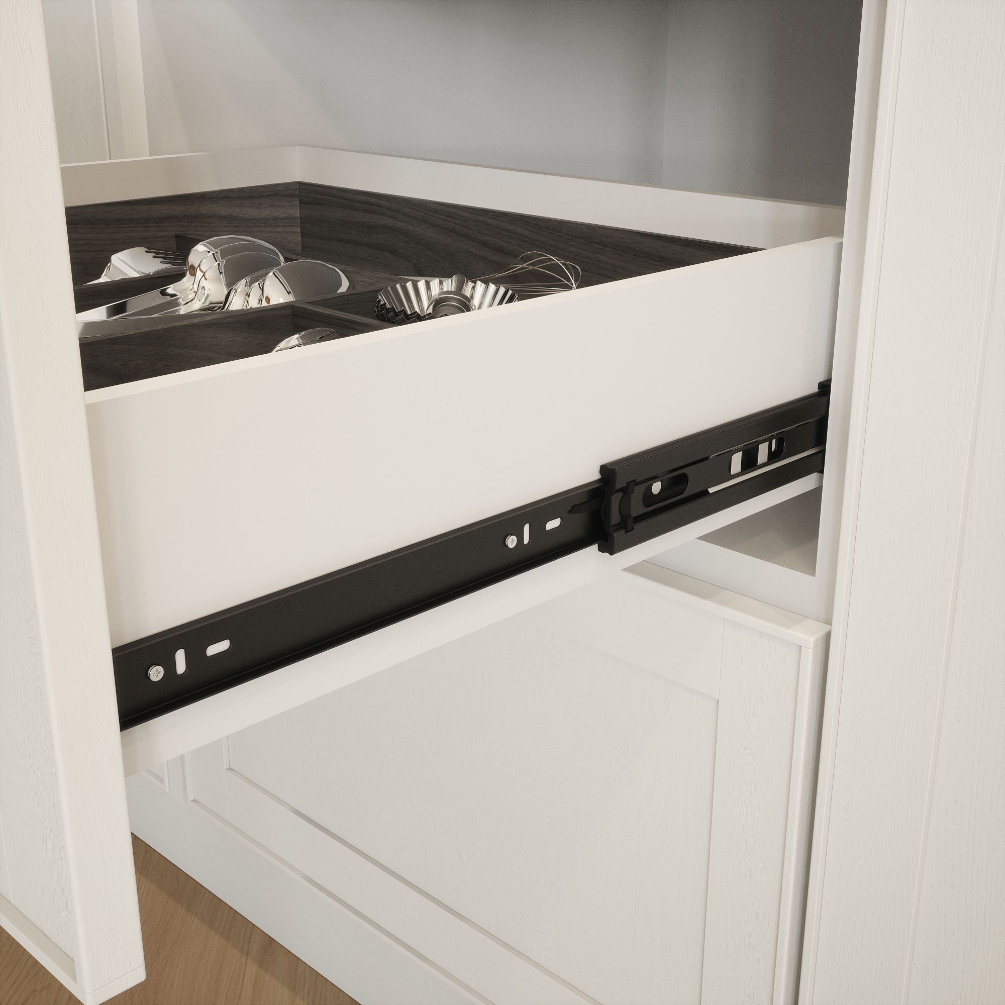 Rothley Black Ball bearing Side-fixed Drawer runner (L)355mm, Pair