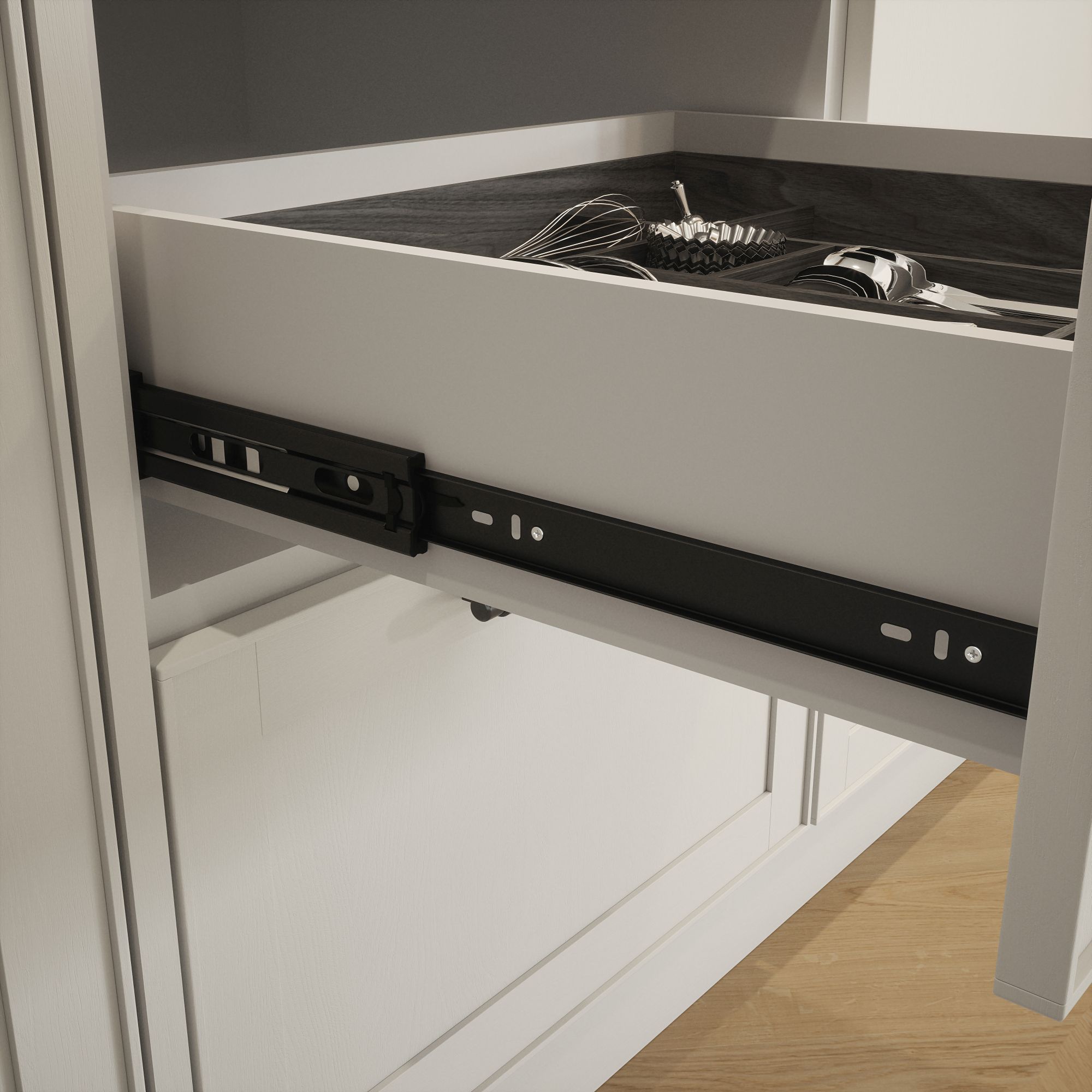 Rothley Black Ball bearing Side-fixed Drawer runner (L)355mm, Pair