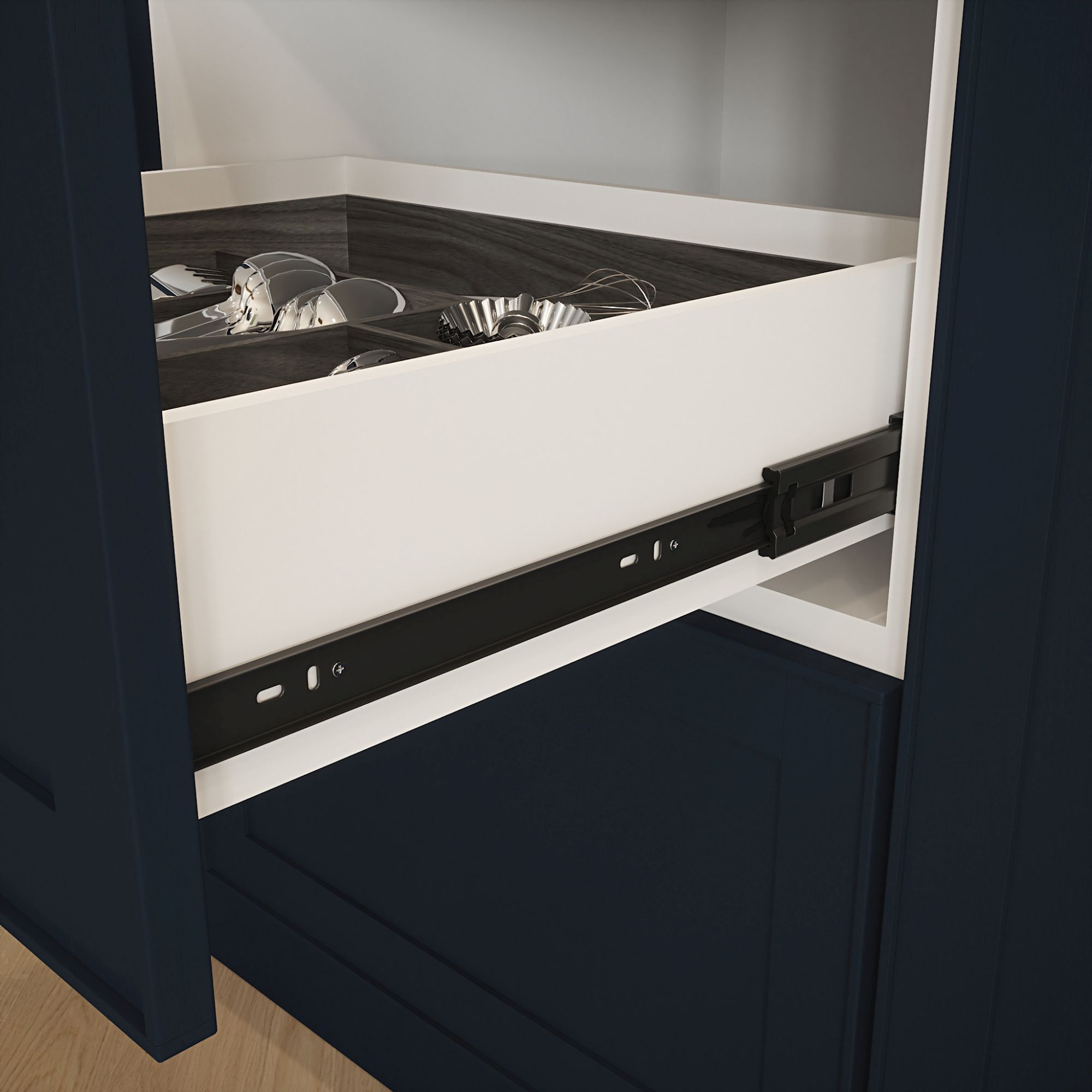 Rothley Black Soft close ball bearing Side-fixed Drawer runner (L)255mm, Pair