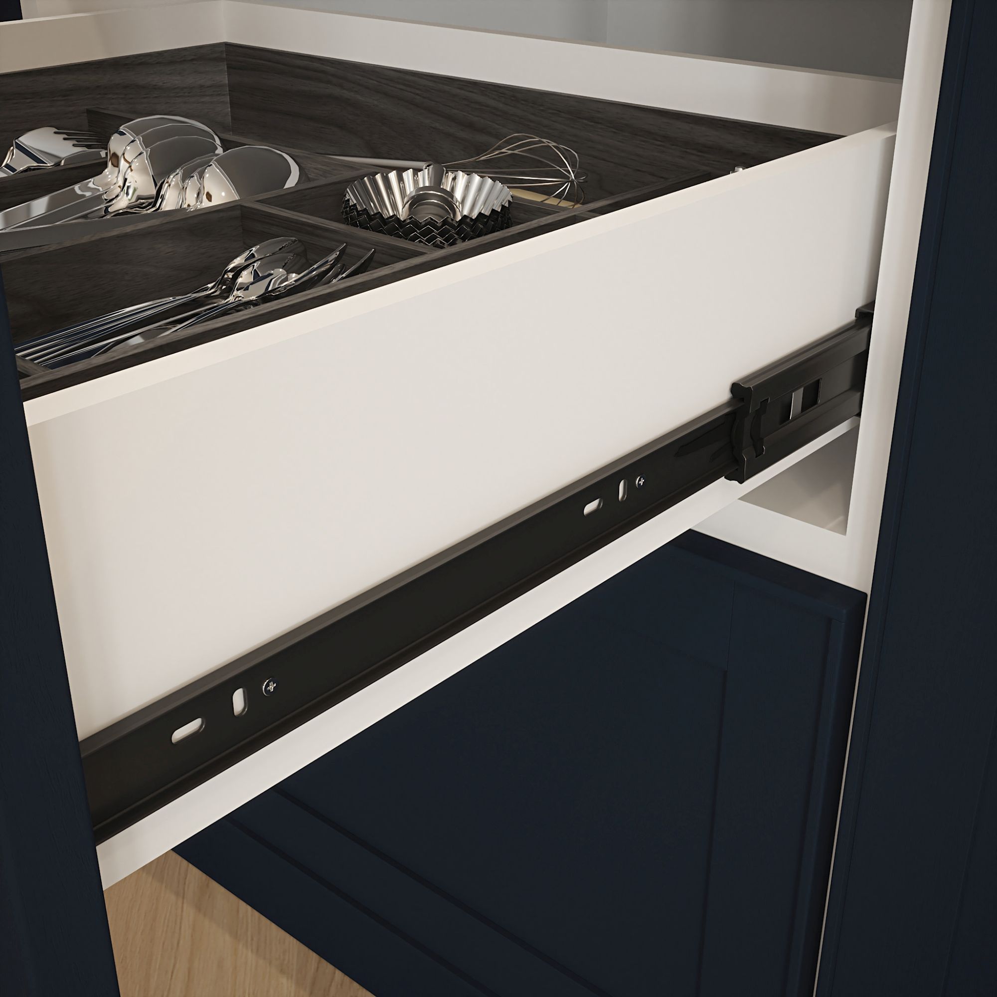Rothley Black Soft close ball bearing Side-fixed Drawer runner (L)255mm, Pair