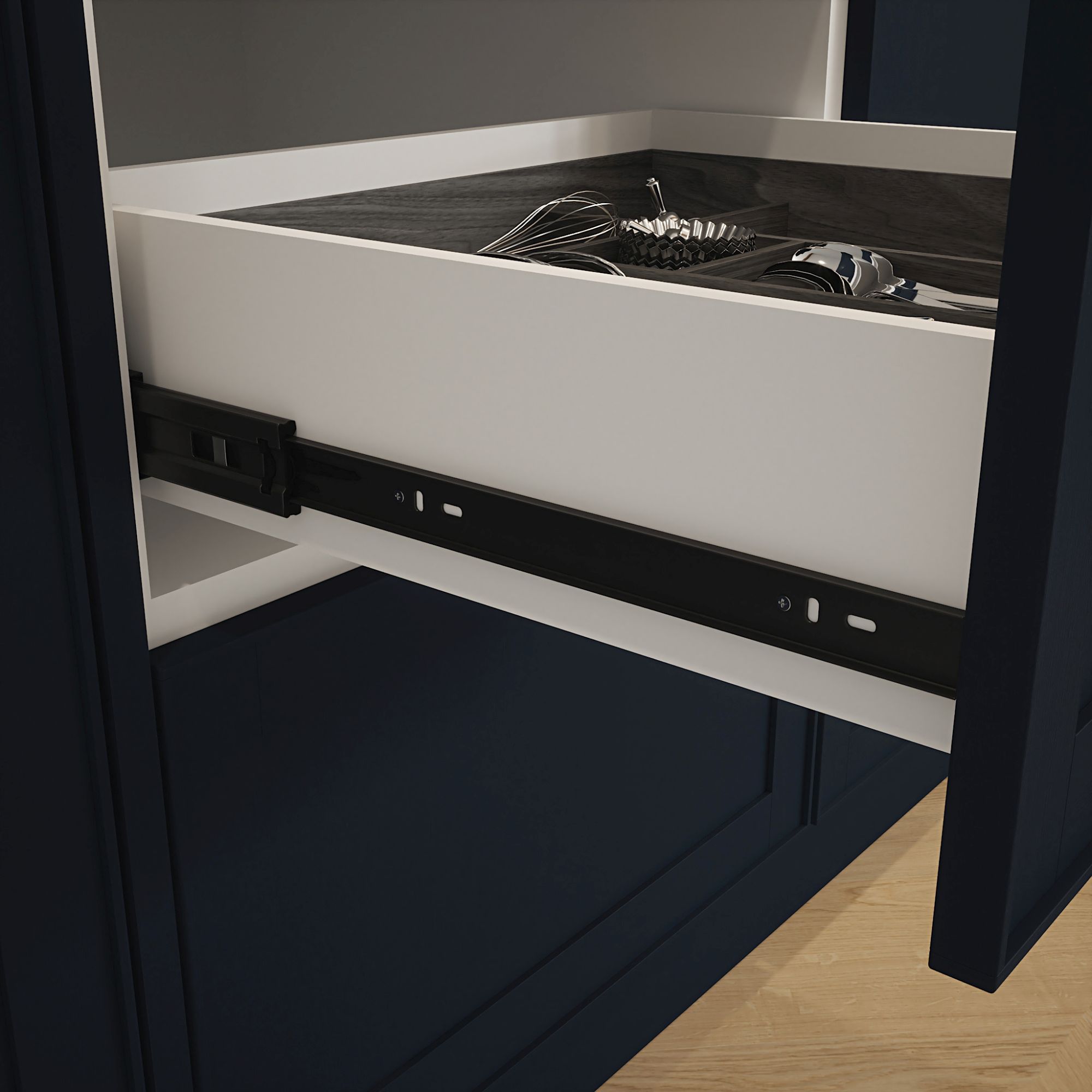 Rothley Black Soft close ball bearing Side-fixed Drawer runner (L)255mm, Pair