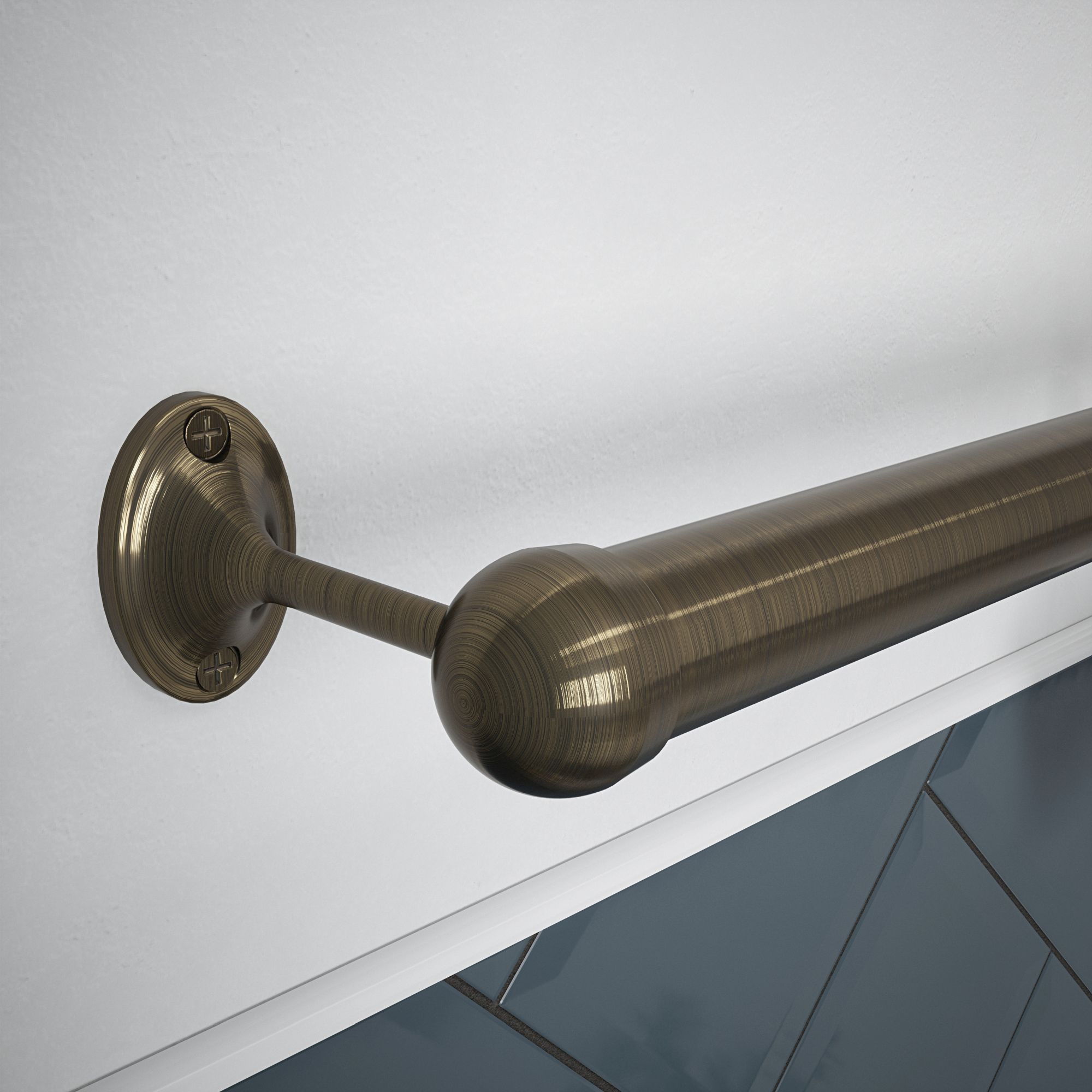 Rothley Brushed Antique brass effect Steel Round Tube, (L)1.22m (Dia)25mm (T)0.5mm