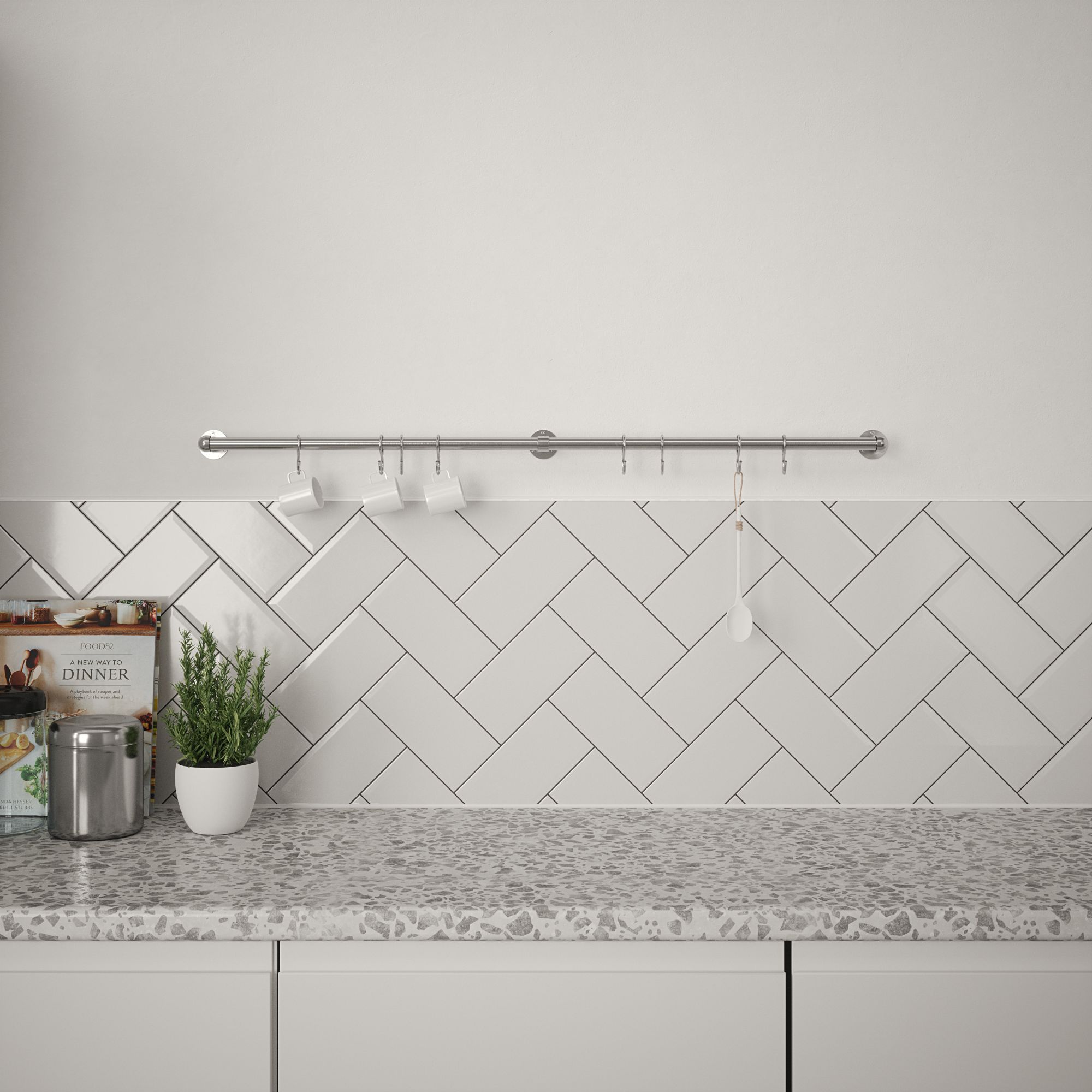 Rothley Brushed Satin Stainless steel Kitchen accessory rail (H)66.5mm ...