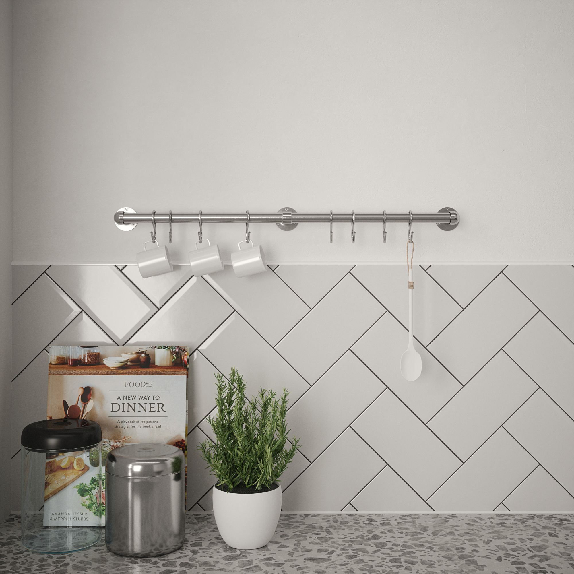 Rothley Brushed Satin Stainless steel Kitchen accessory rail (H)66.5mm ...