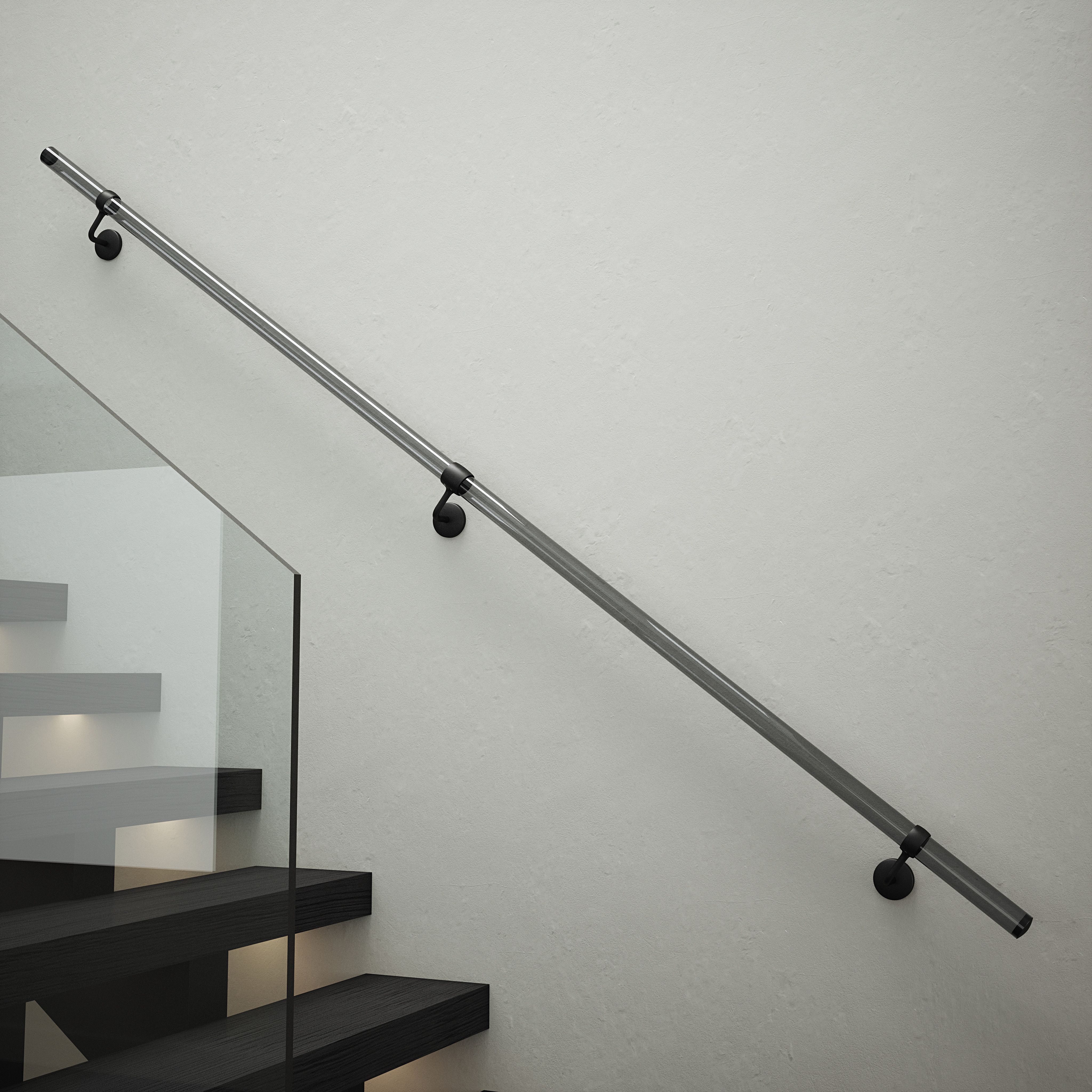 Rothley Grey Acrylic Rounded Handrail kit, (L)2.4m