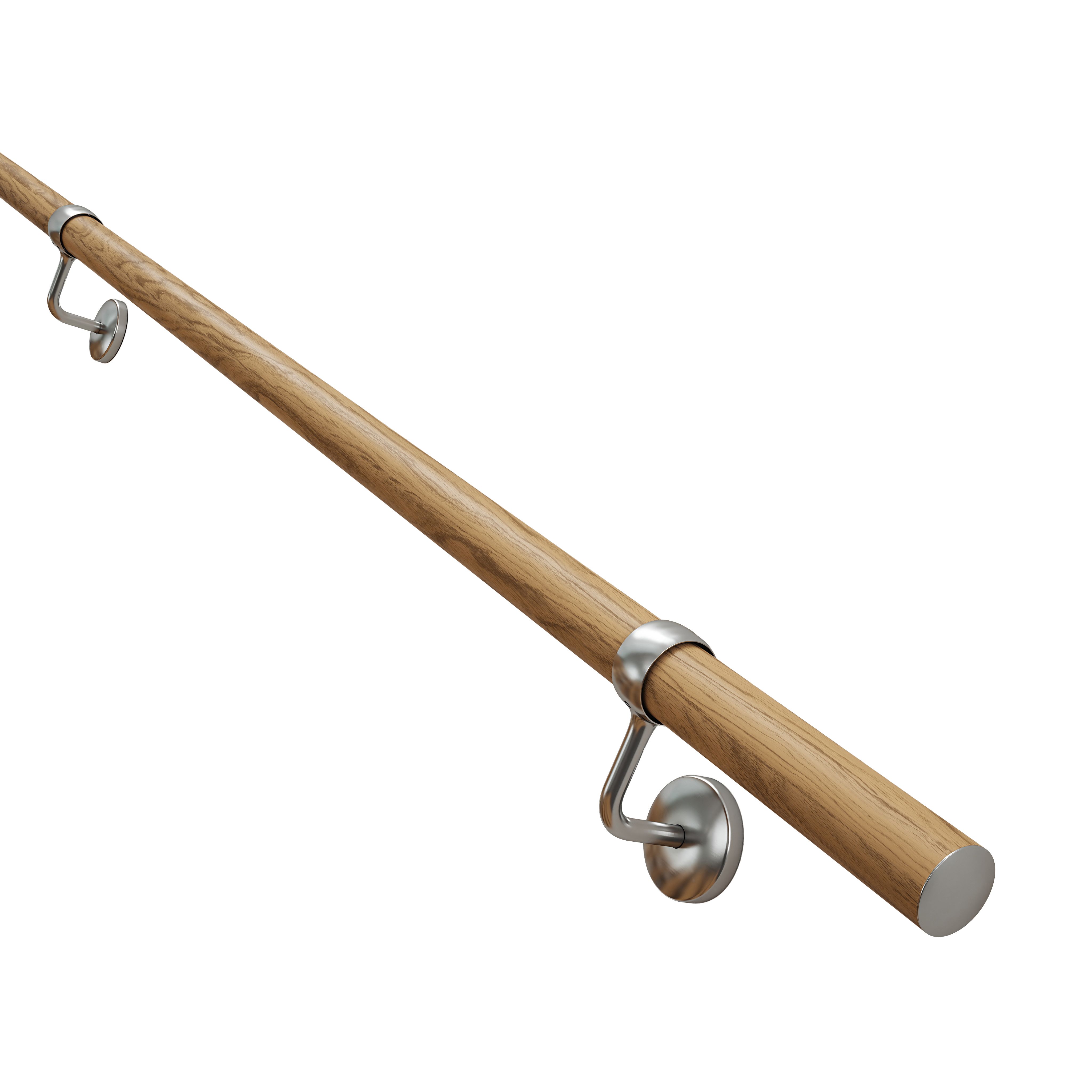 Rothley Light Oak Effect Steel Rounded Handrail kit, (L)3.6m (D)40mm
