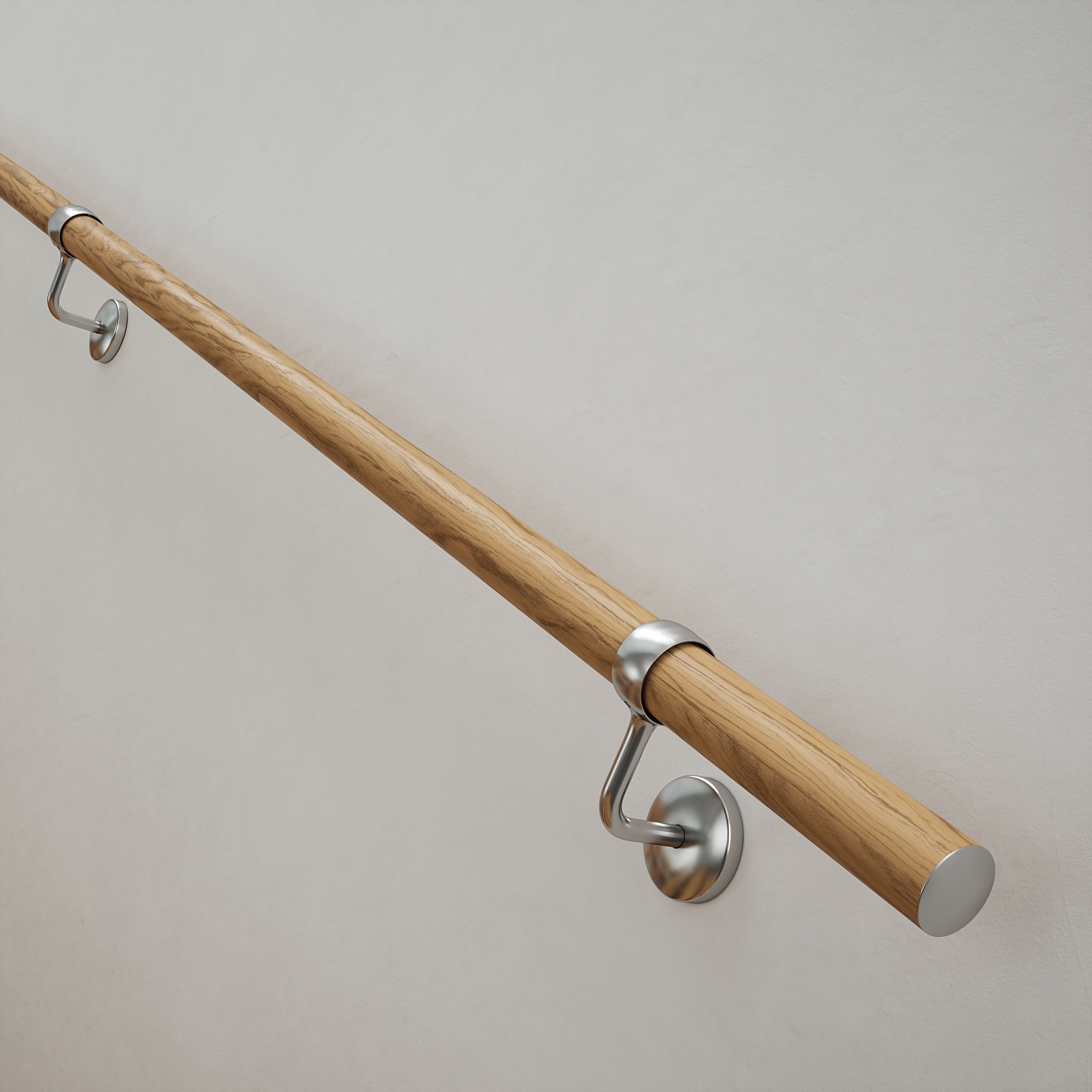 Rothley Light Oak Effect Steel Rounded Handrail kit, (L)3.6m (D)40mm