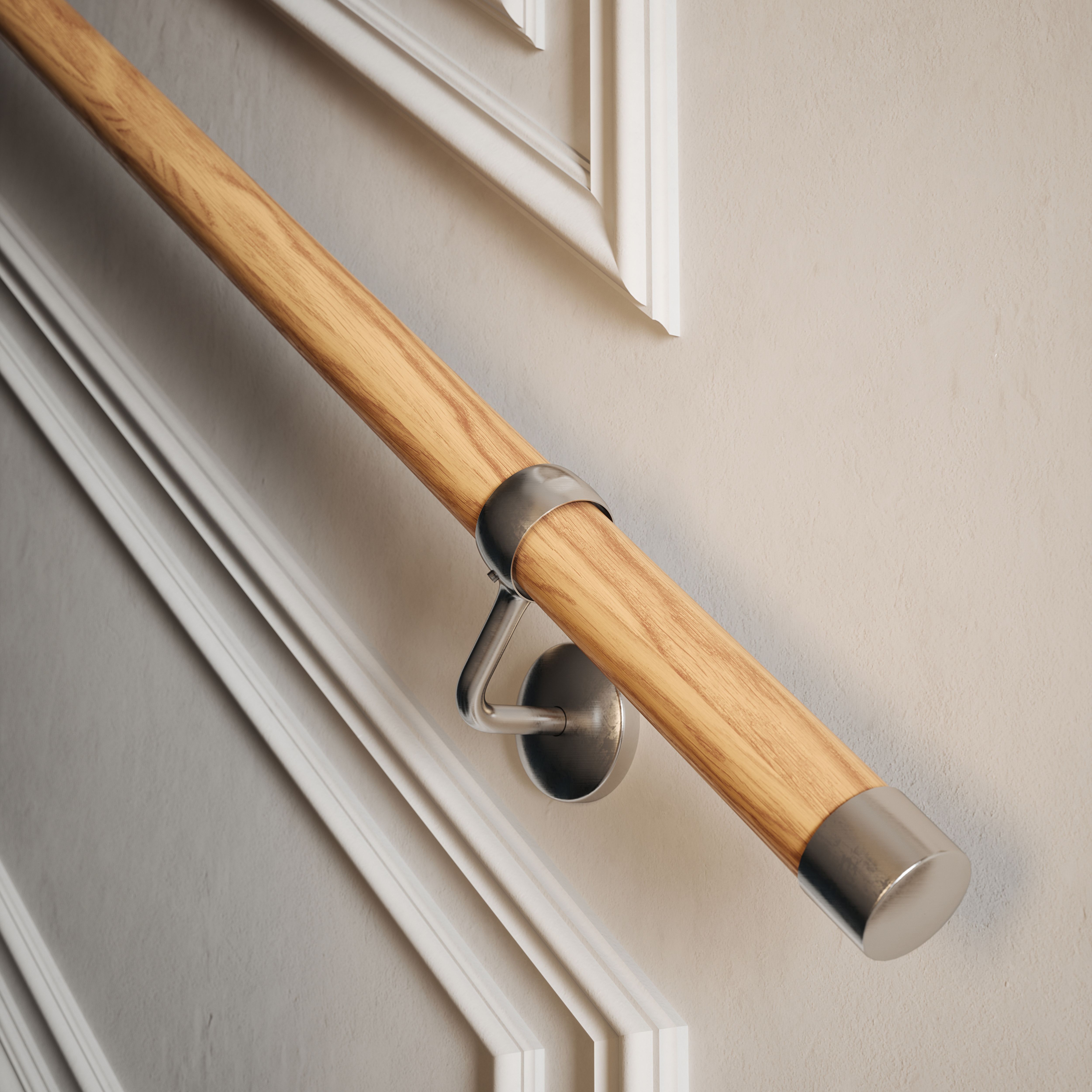 Rothley Oak Metal & wood Rounded Handrail kit, (L)3.6m (D)40mm
