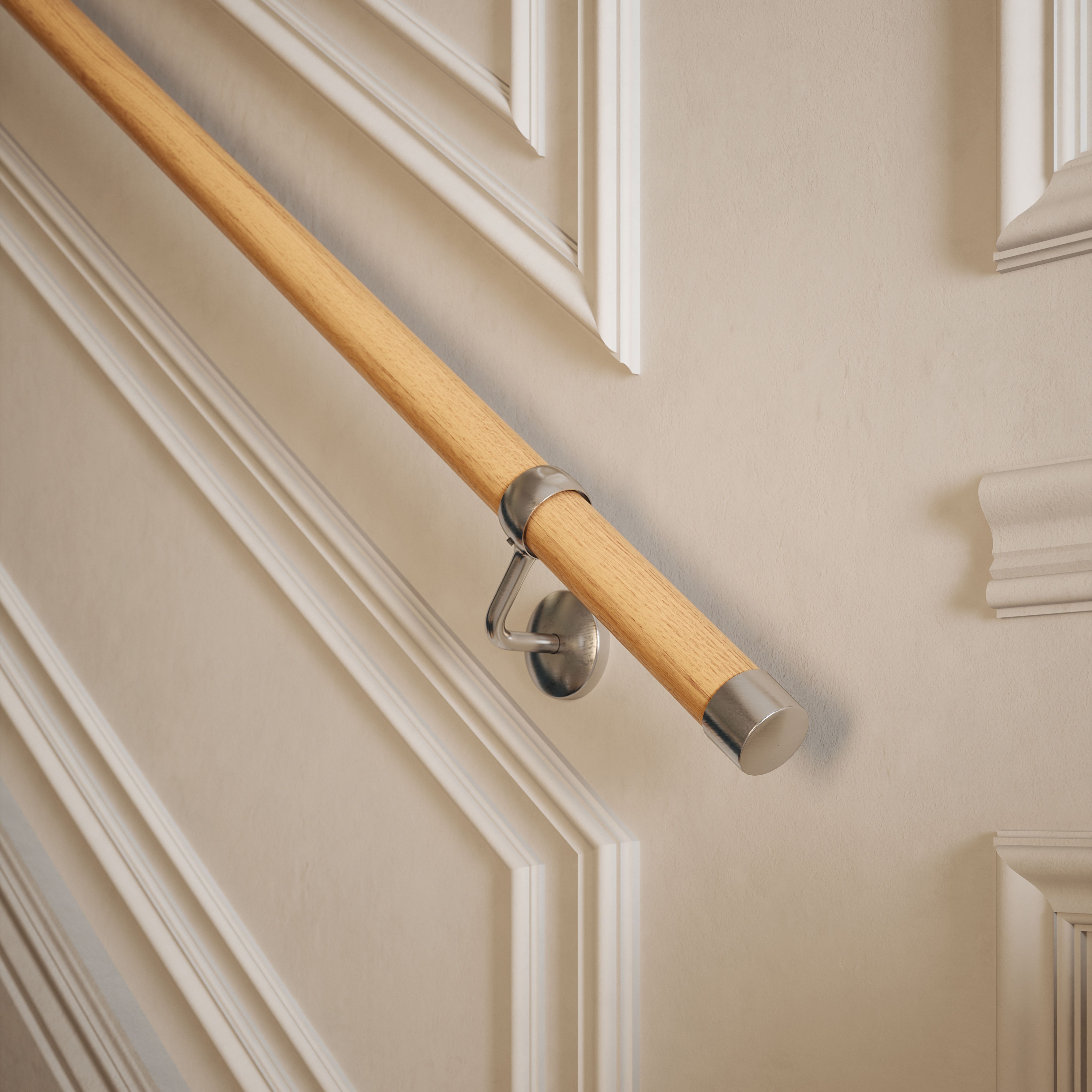 Rothley Oak Metal & wood Rounded Handrail kit, (L)3.6m (D)40mm