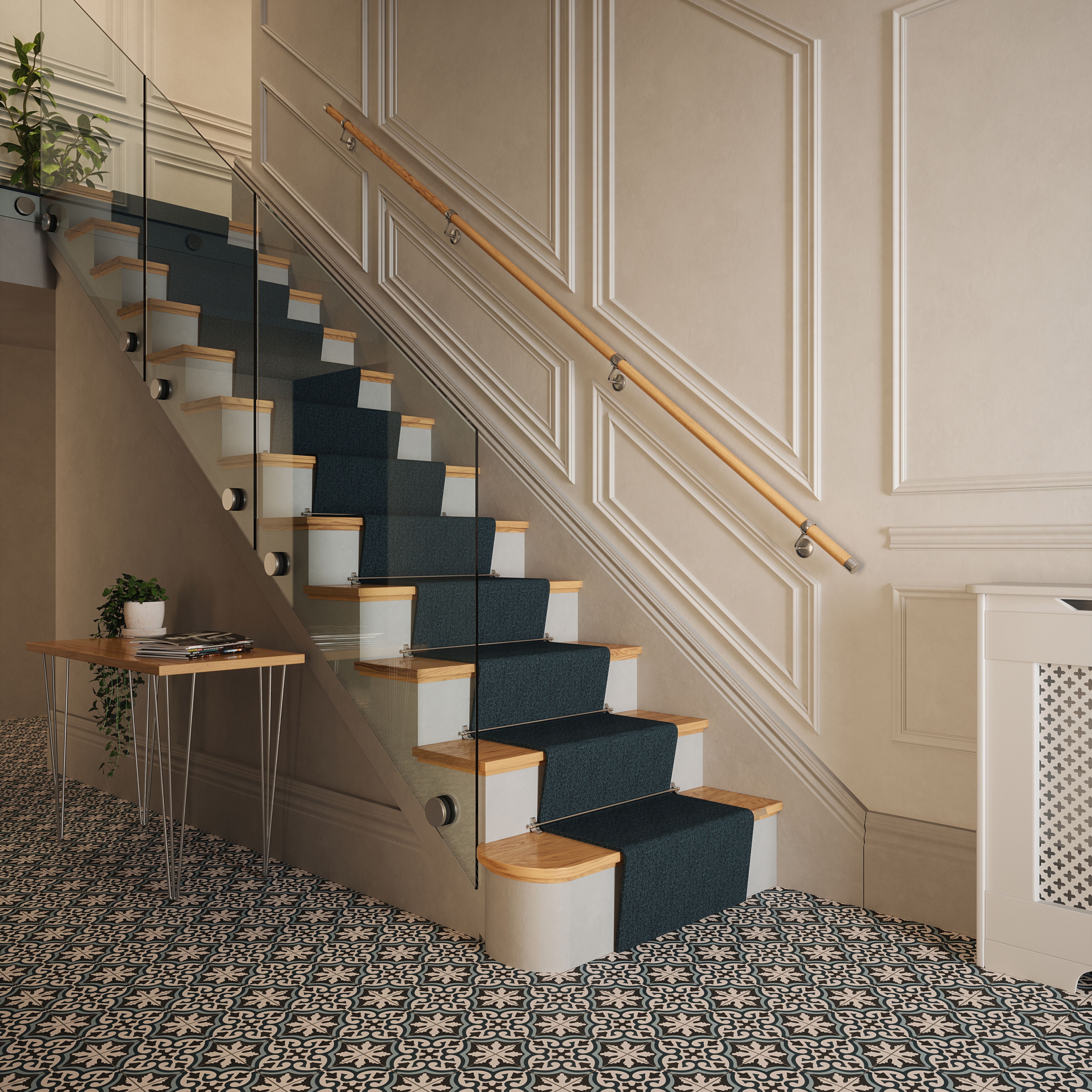 Rothley Oak Metal & wood Rounded Handrail kit, (L)3.6m (D)40mm