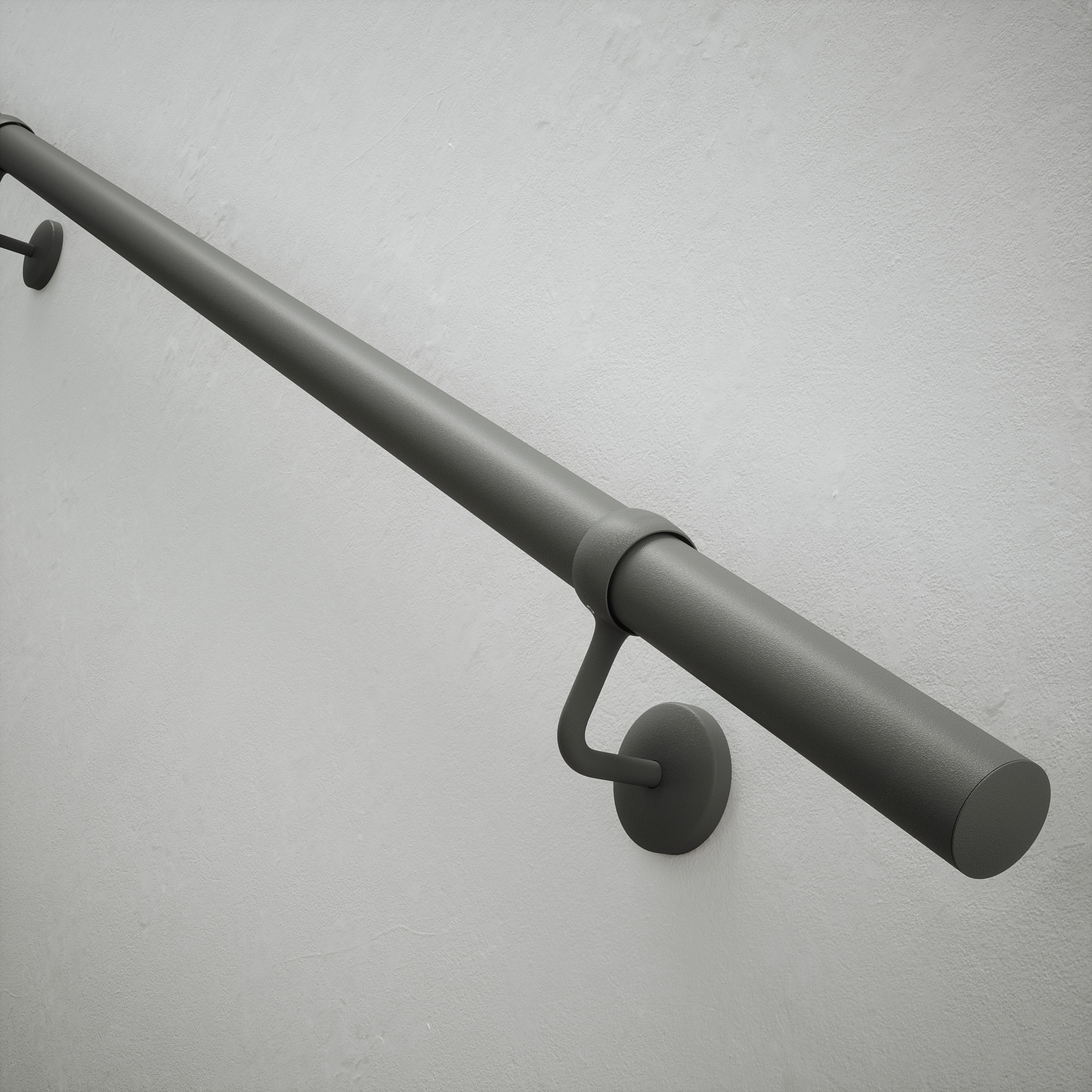 Rothley Textured Grey Steel Rounded Handrail kit, (L)1.2m (D)40mm