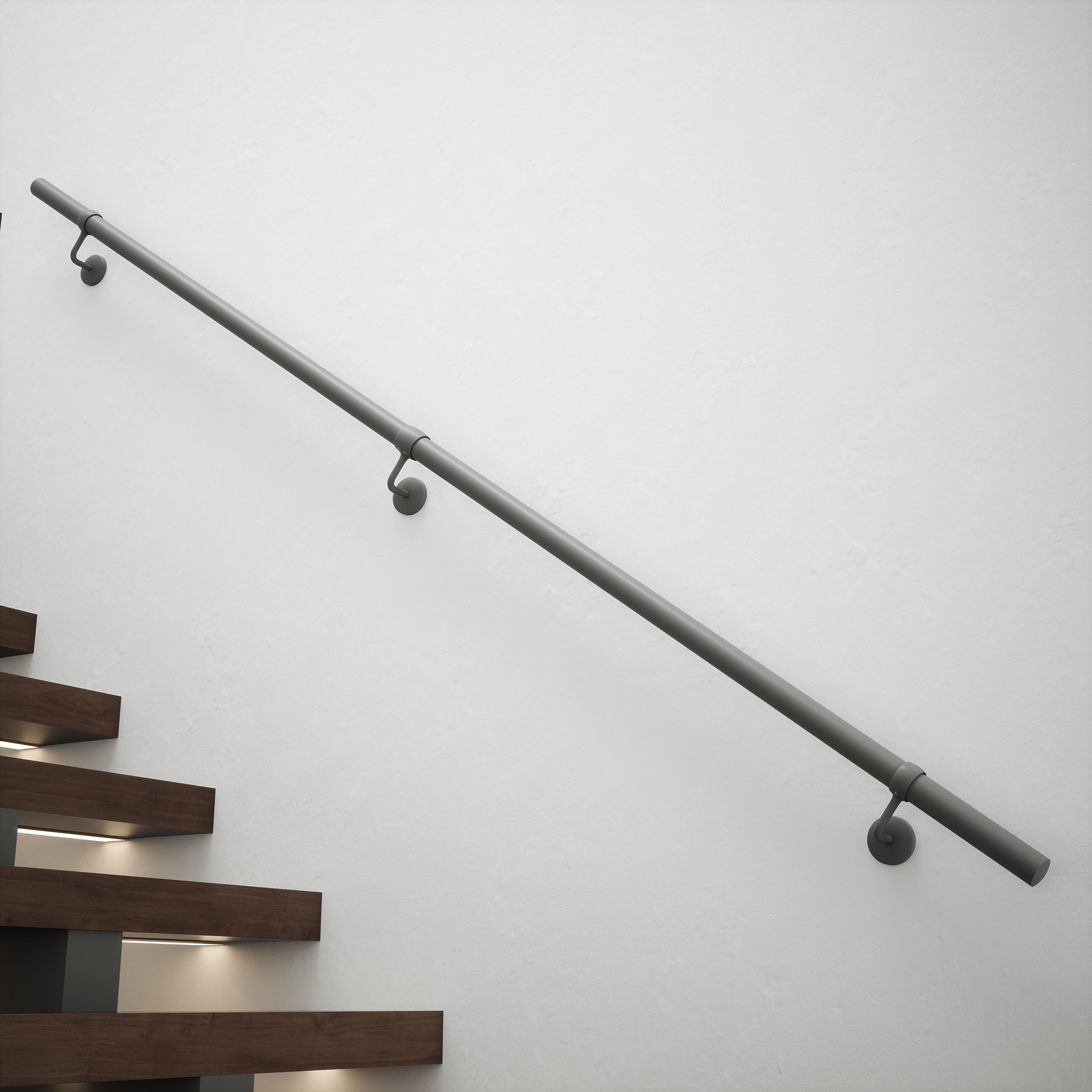 Rothley Textured Grey Steel Rounded Handrail kit, (L)2.4m (D)40mm