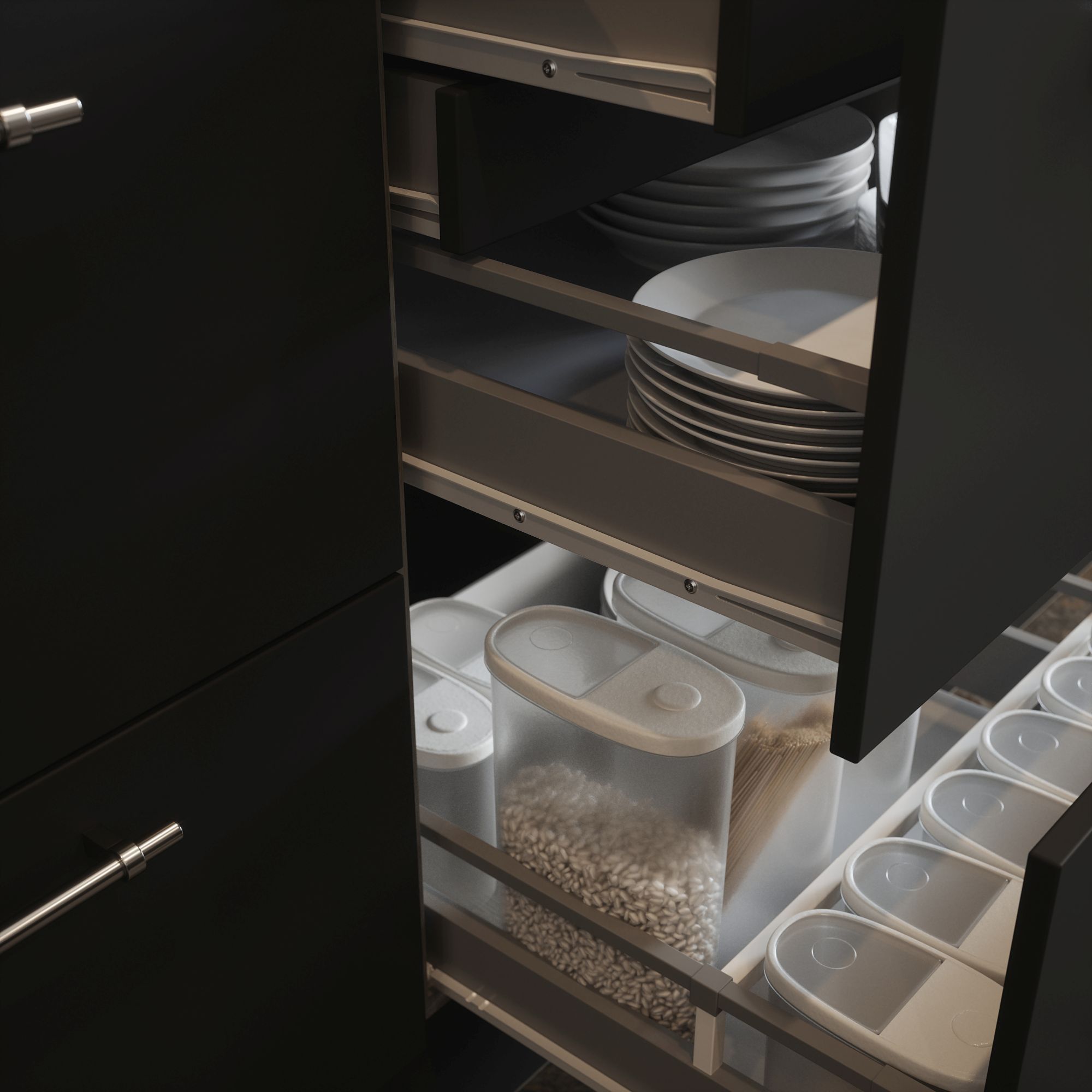 Rothley White Self-close Bottom-fixed Drawer runner (L)350mm, Pack of 2
