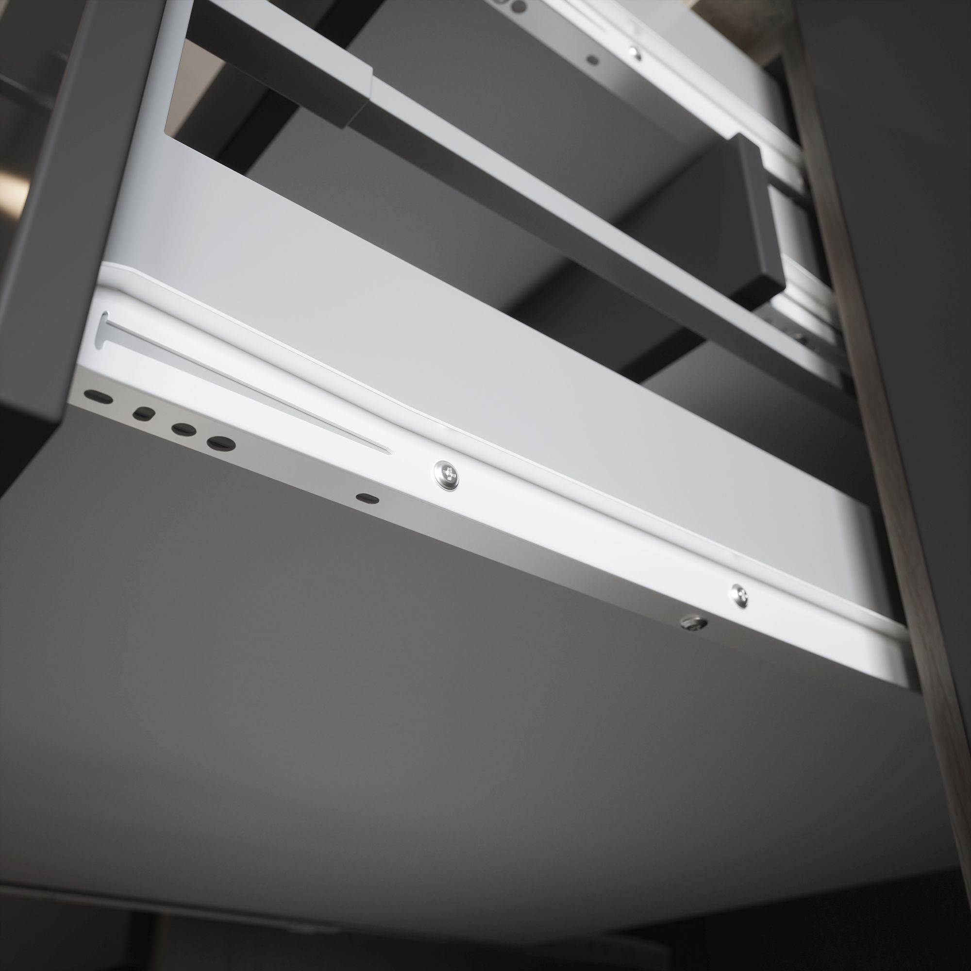 Rothley White Self-close Bottom-fixed Drawer runner (L)450mm, Pack of 2