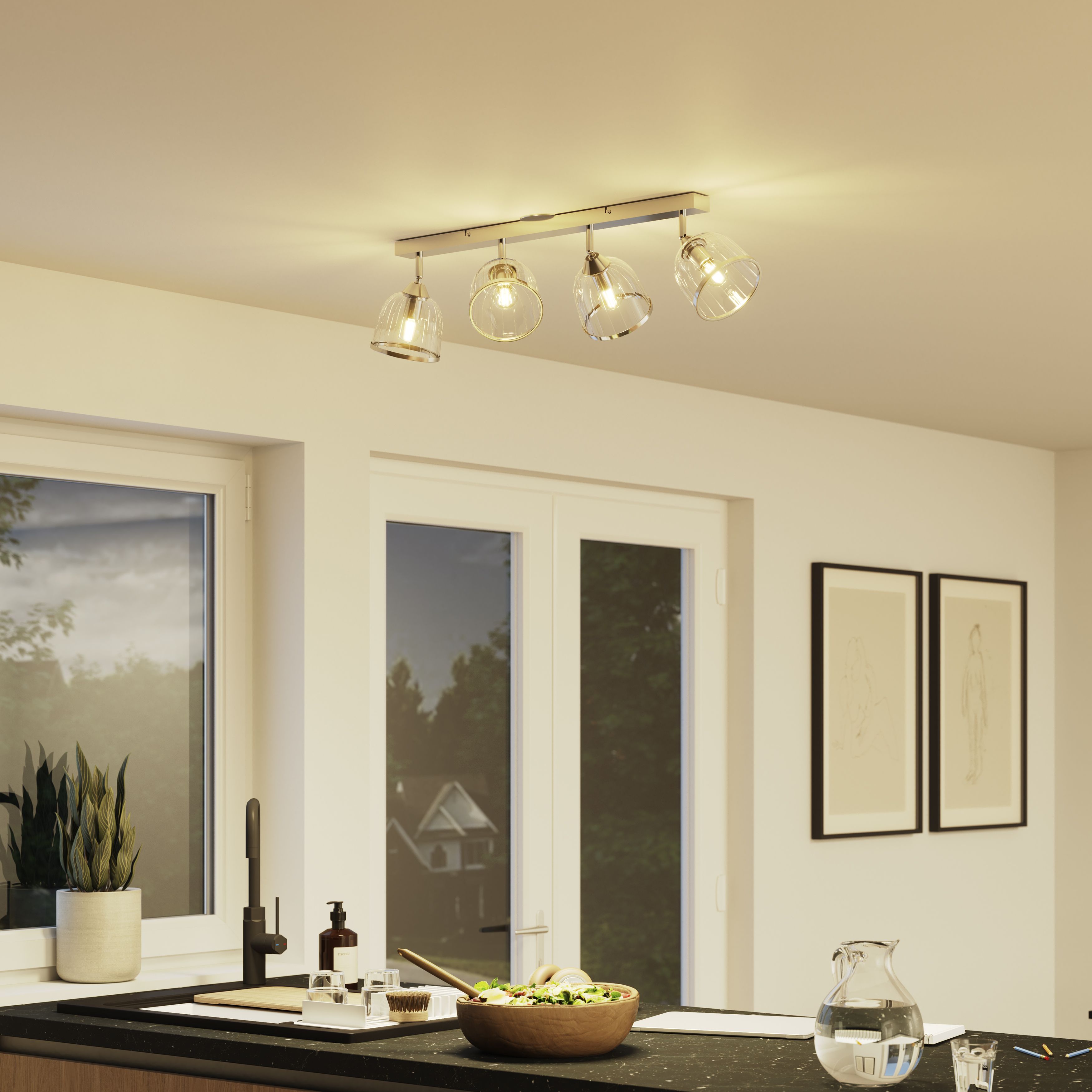 Rothwell Bar Gloss Chrome effect 4 Light Spotlight