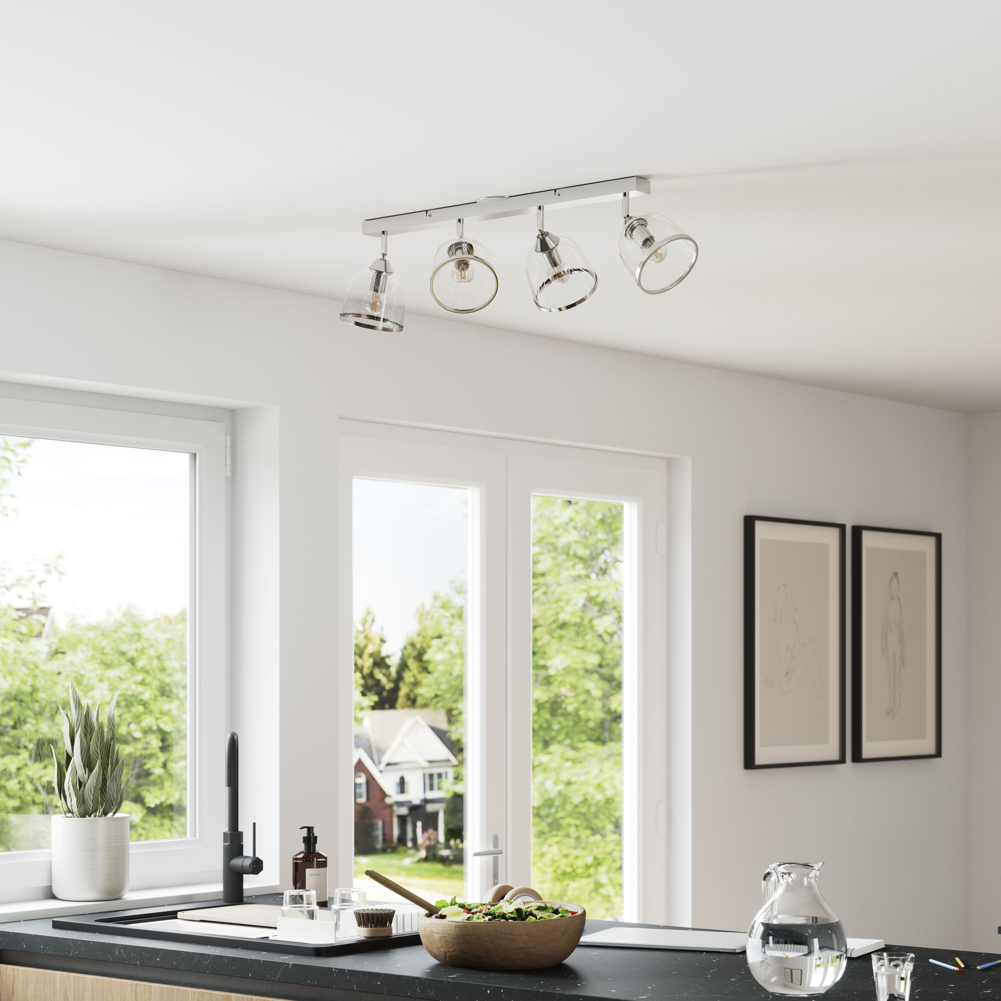 Rothwell Bar Gloss Chrome effect 4 Light Spotlight