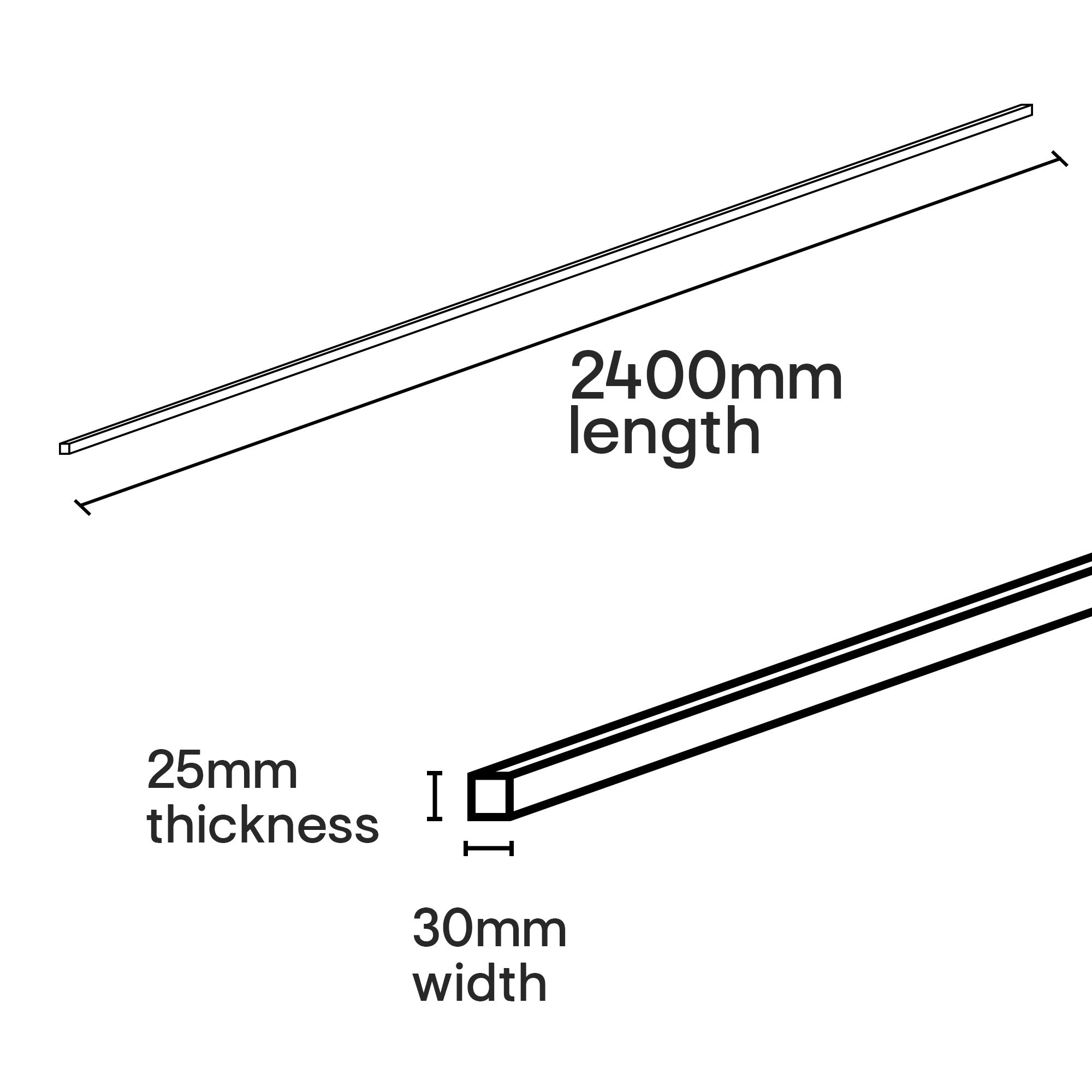 Rough Sawn Whitewood spruce Stick timber (L)2.4m (W)30mm (T)25mm, Pack of 8