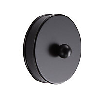Round Black Metal Short Handrail end cap (L)15mm (Dia)60mm (W)60mm, Pack of 2