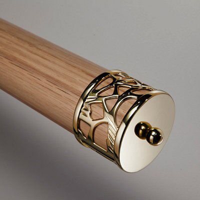 Round Brass effect Metal Filigree handrail end cap (L)43mm (Dia)60mm (W)60mm, Pack of 2