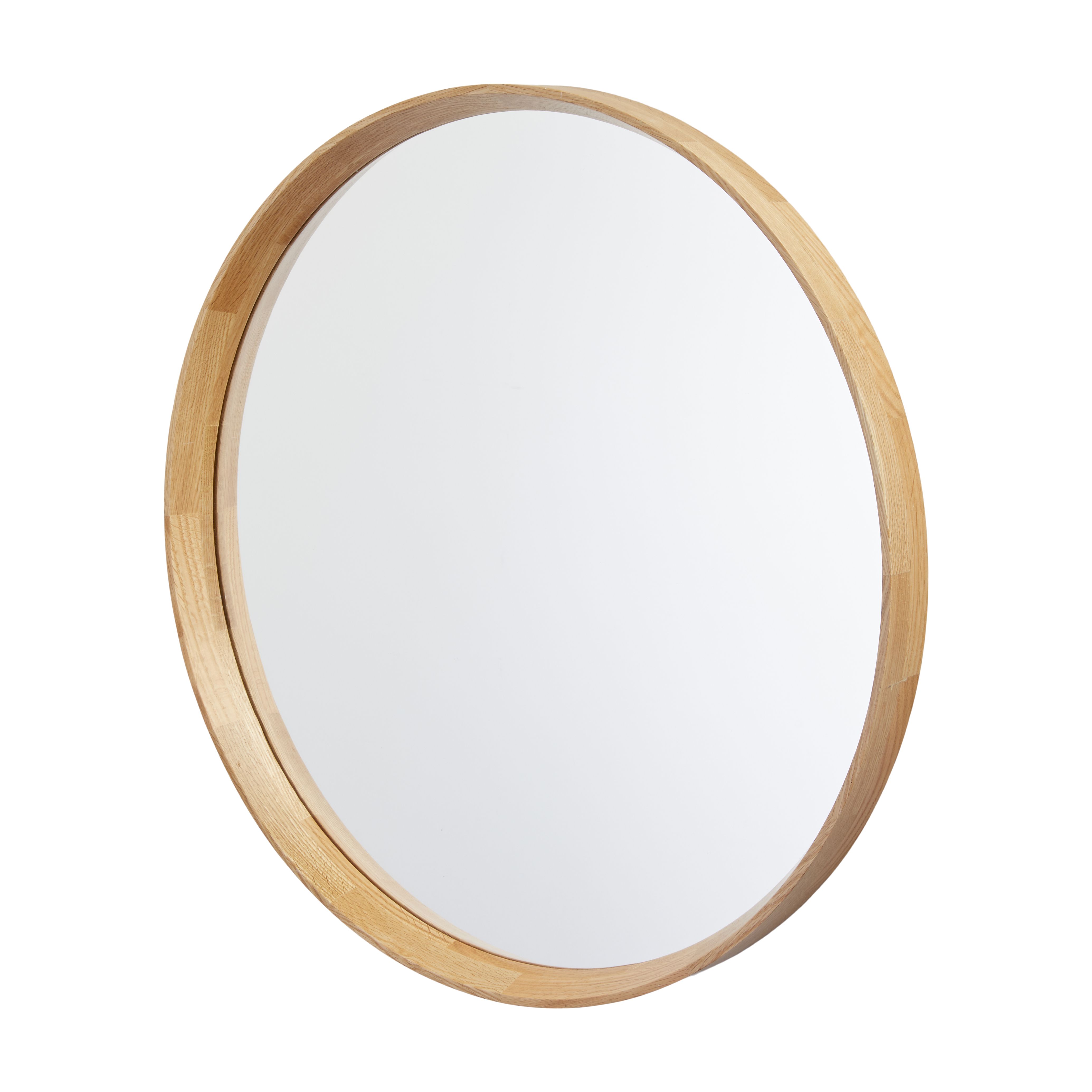 Round store mirror oak