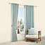 Rowena Duck egg Striped Lined Eyelet Curtains (W)228cm (L)228cm, Pair