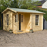 Rowlinson Cabin 13x10 Toughened glass Apex Tongue & groove Wooden Cabin