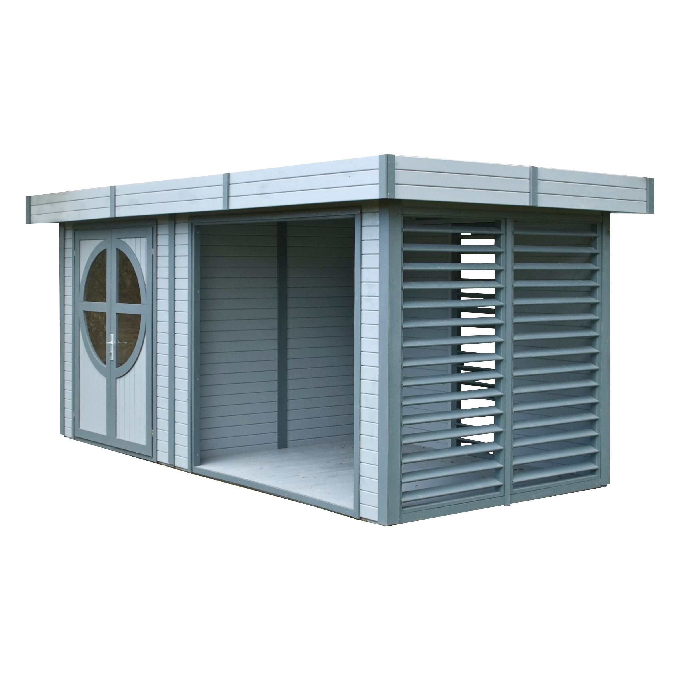Rowlinson Connor 8x17 ft Toughened glass & 2 windows Pent Wooden Summer house (Base included)