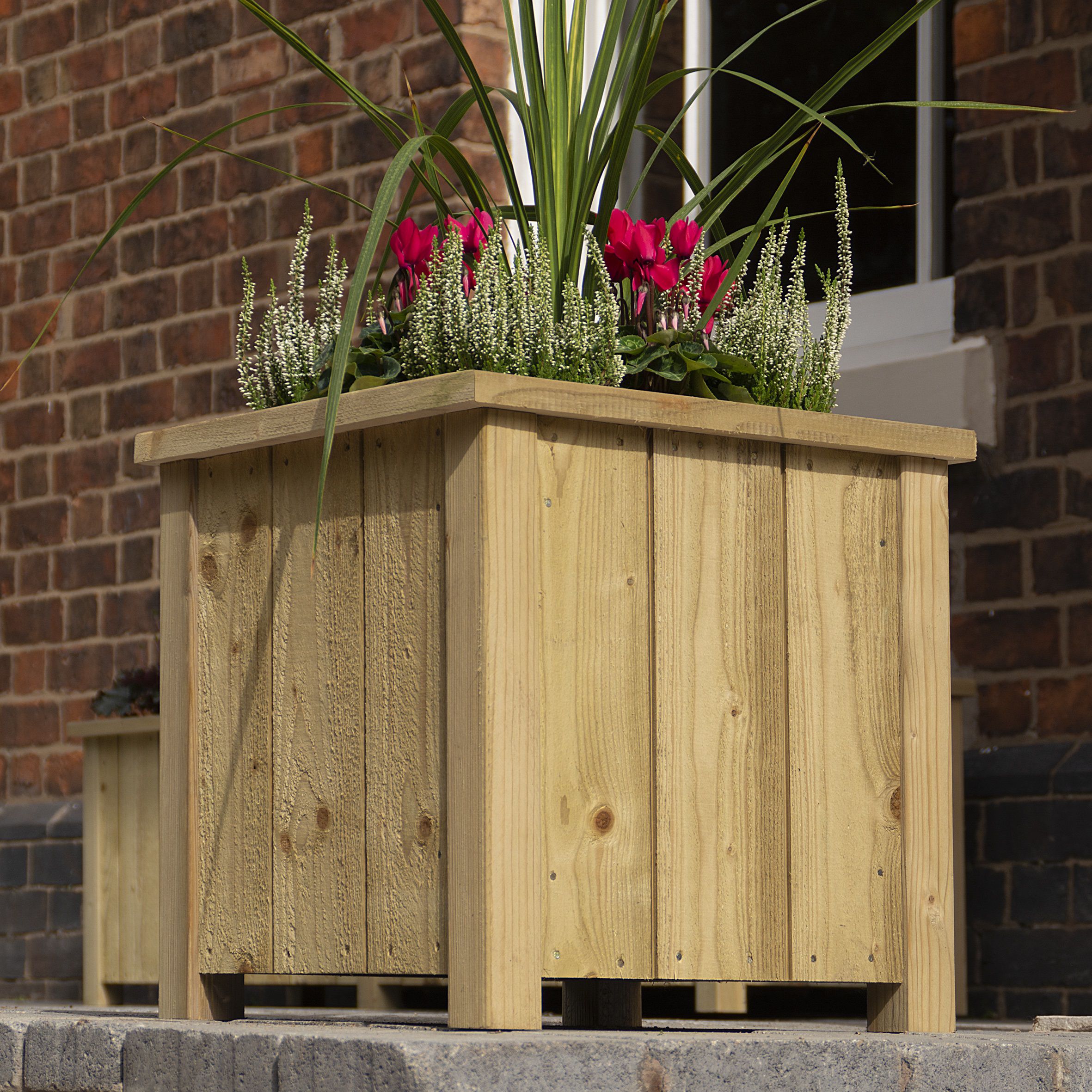 Rowlinson Heritage 30L Wooden Square Planter (H)42cm (W)40cm (D)43cm, Pack of 2