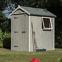 Rowlinson Heritage 6x4 Apex Grey Wooden Shed with floor
