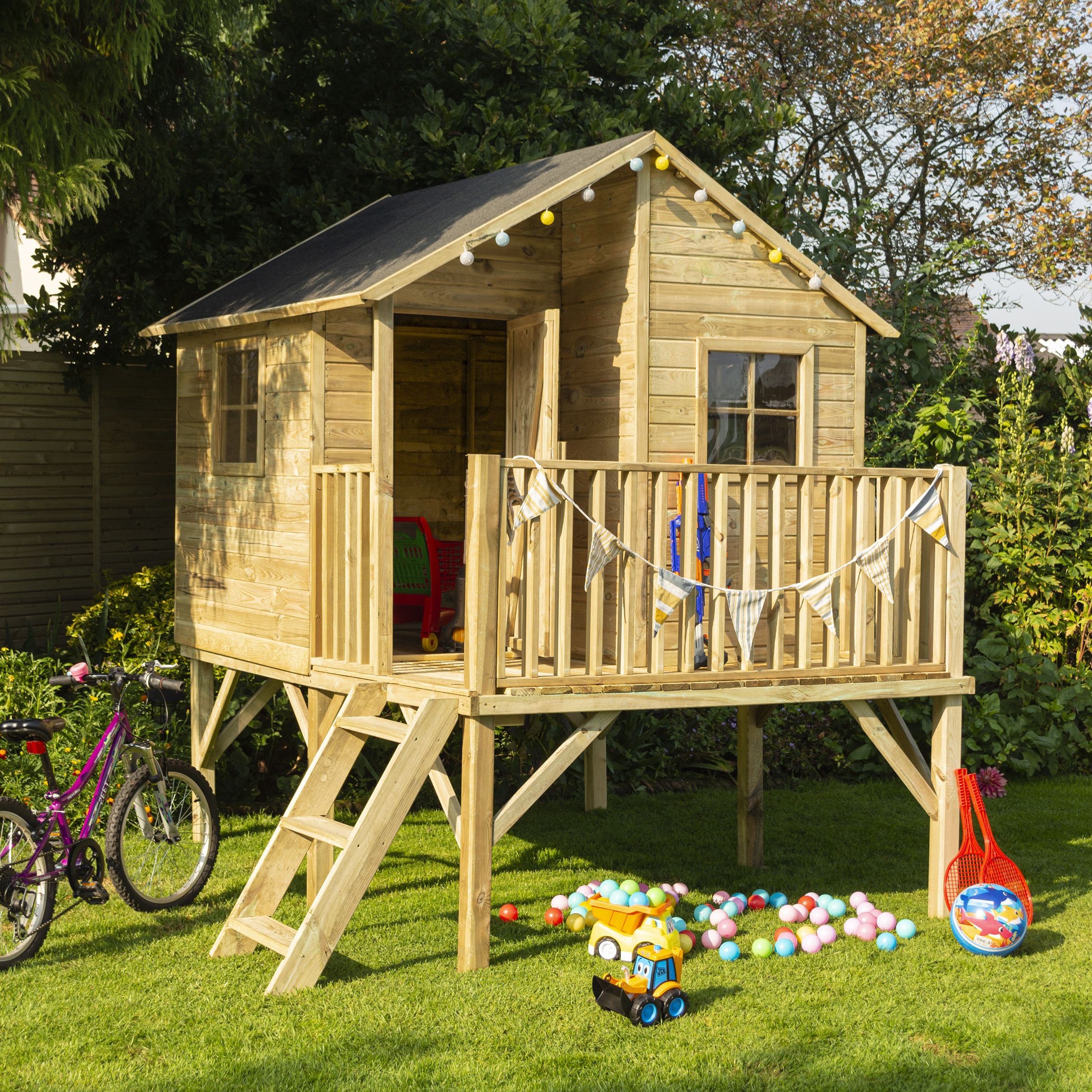 Rowlinson High View Hideaway Apex Shiplap Wooden Playhouse