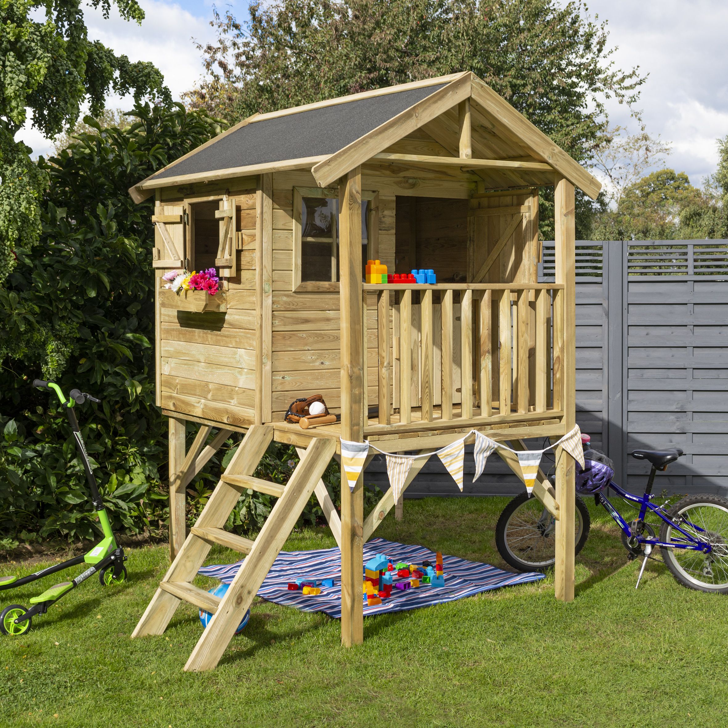 Outdoor playhouse cheap on stilts