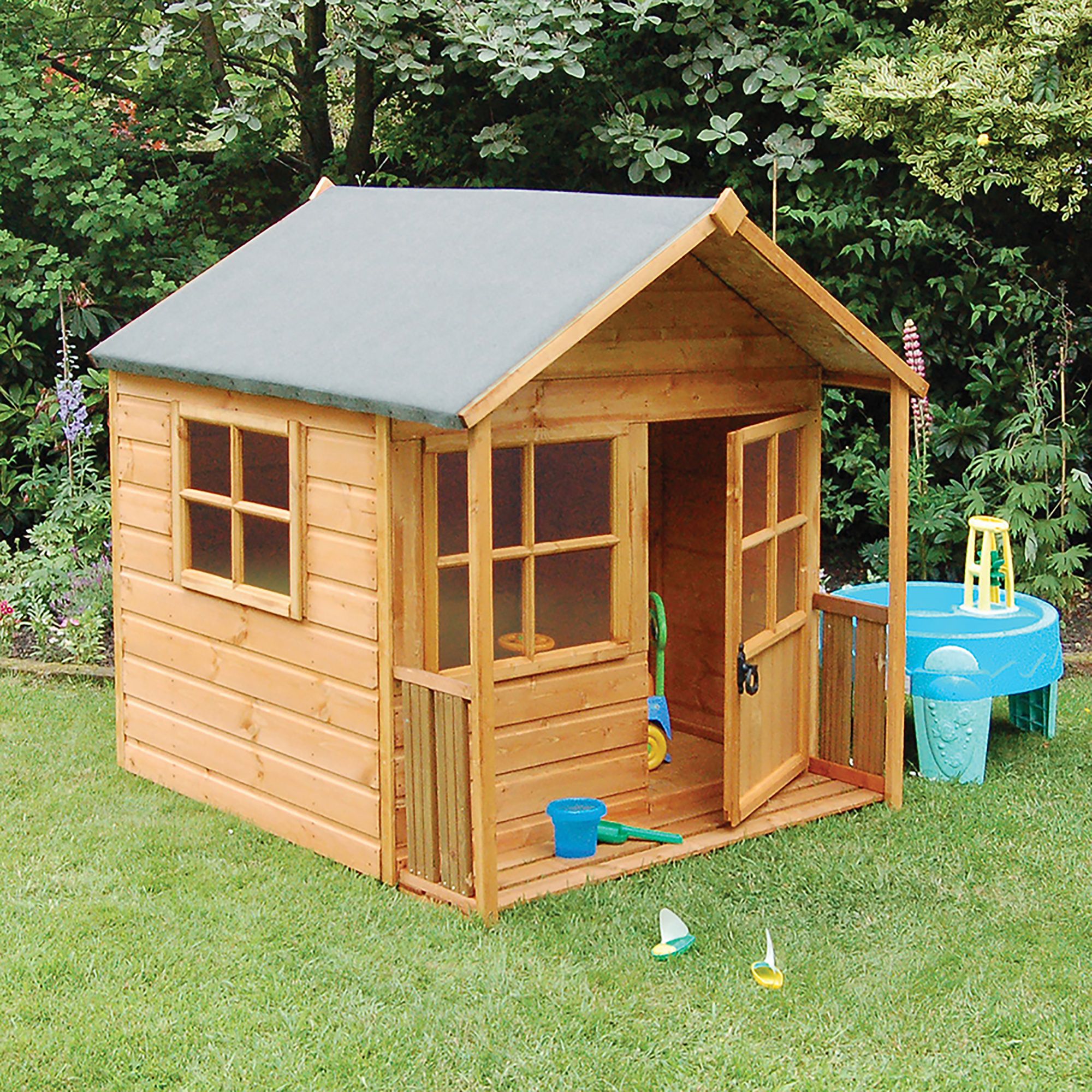 wooden toy house garden